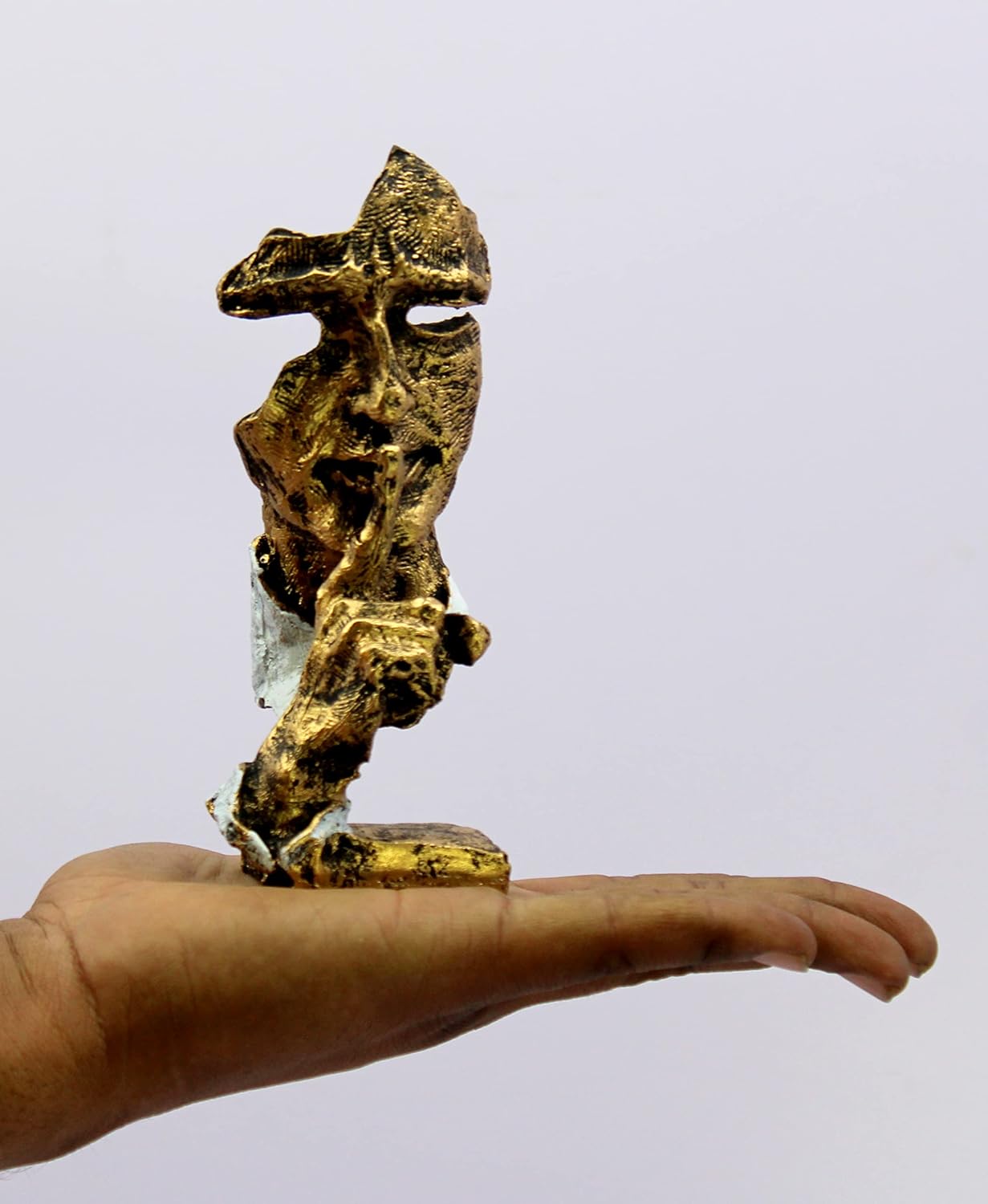 ESPLANADE Human Faces - Zen Sculpture Showpiece - Set of 3 | See No Evil, Hear No Evil, Speak No Evil | Face Expressions Statement Pieces | Home Decor | Resin - Brown - 6.5" Inches