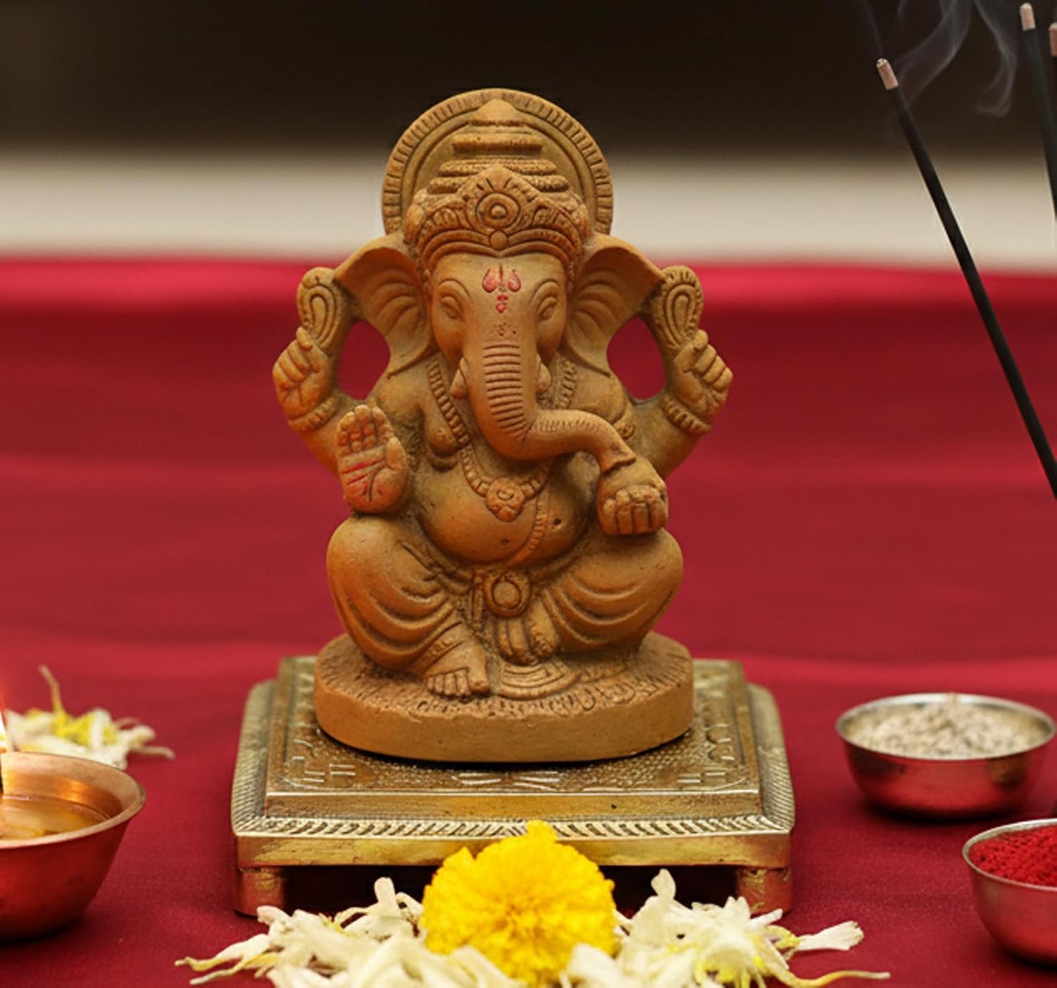 eSplanade Brass Pooja Mandir Chowki God's Stool - Puja Articles - 2.6" Inches (Very Small)