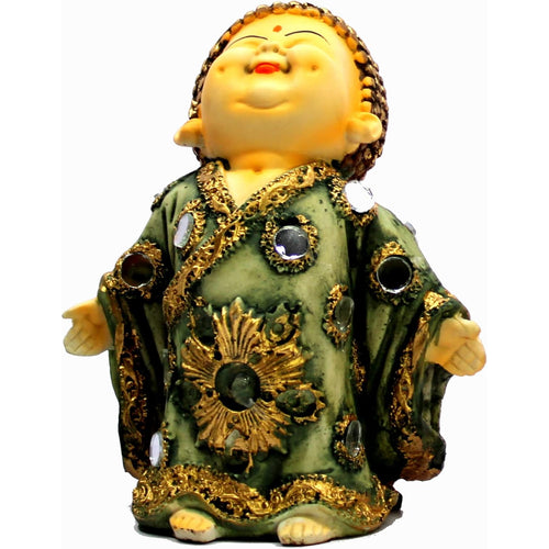eSplanade Baby Buddha Statue for Home Decor | Little Happy Buddha for Office Table Desk, Shelf | Small Laughing Buddha Doll | Feng Shui | Resin Idol & Figurine | House Warming Gifts, 7 Inches