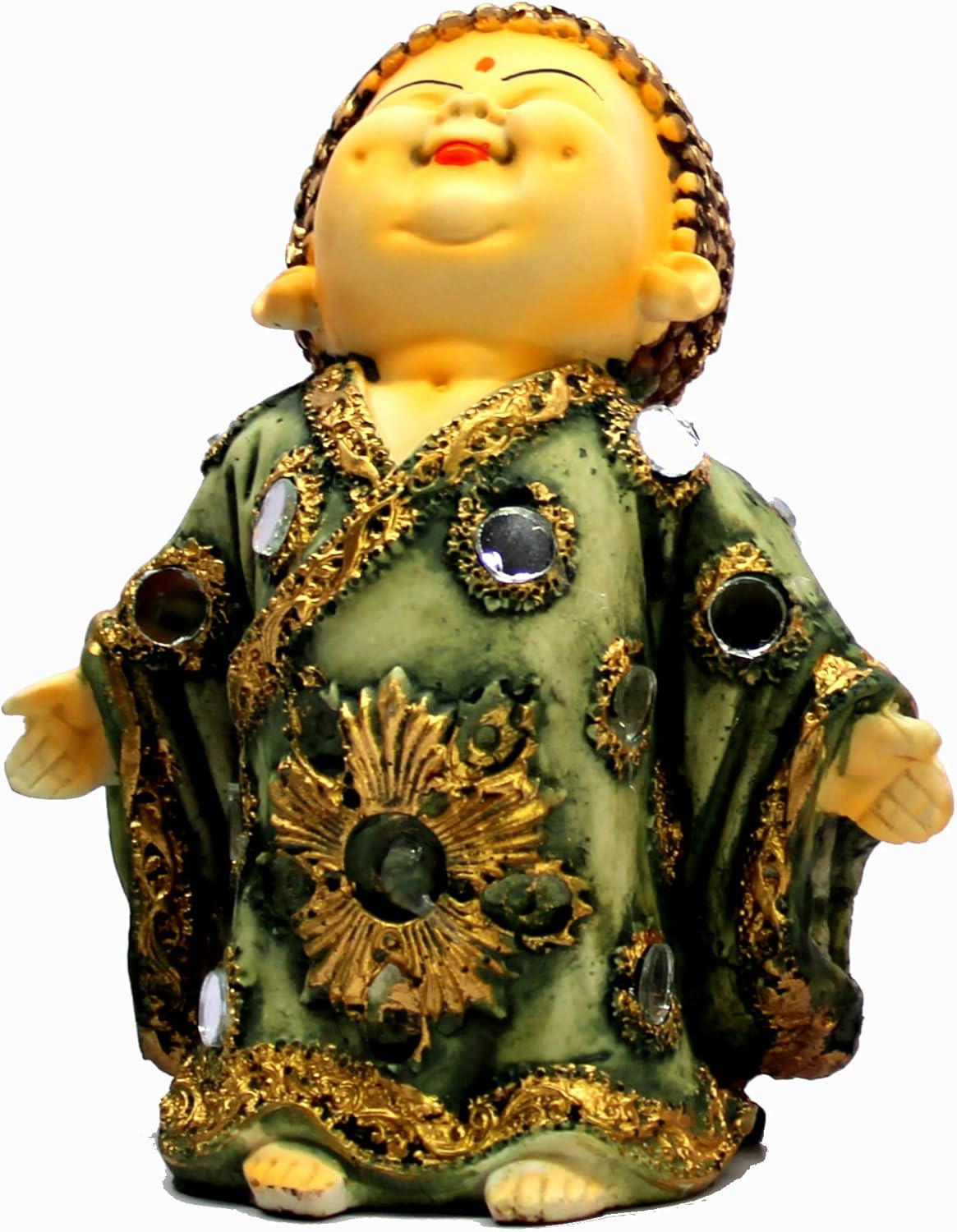 eSplanade Baby Buddha Statue for Home Decor | Little Happy Buddha for Office Table Desk, Shelf | Small Laughing Buddha Doll | Feng Shui | Resin Idol & Figurine | House Warming Gifts, 7 Inches