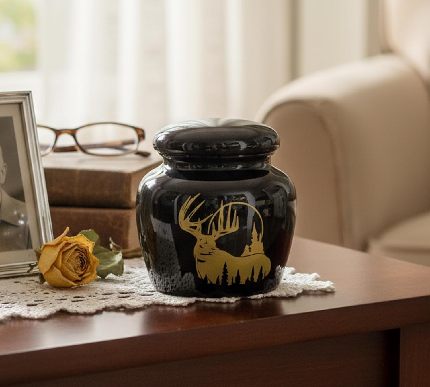 eSplanade Metal Mini Cremation Urn Keepsake Memorial Jar Pot Container | Small Urn for Funeral Ashes Burial | Printed Metal Keepsake