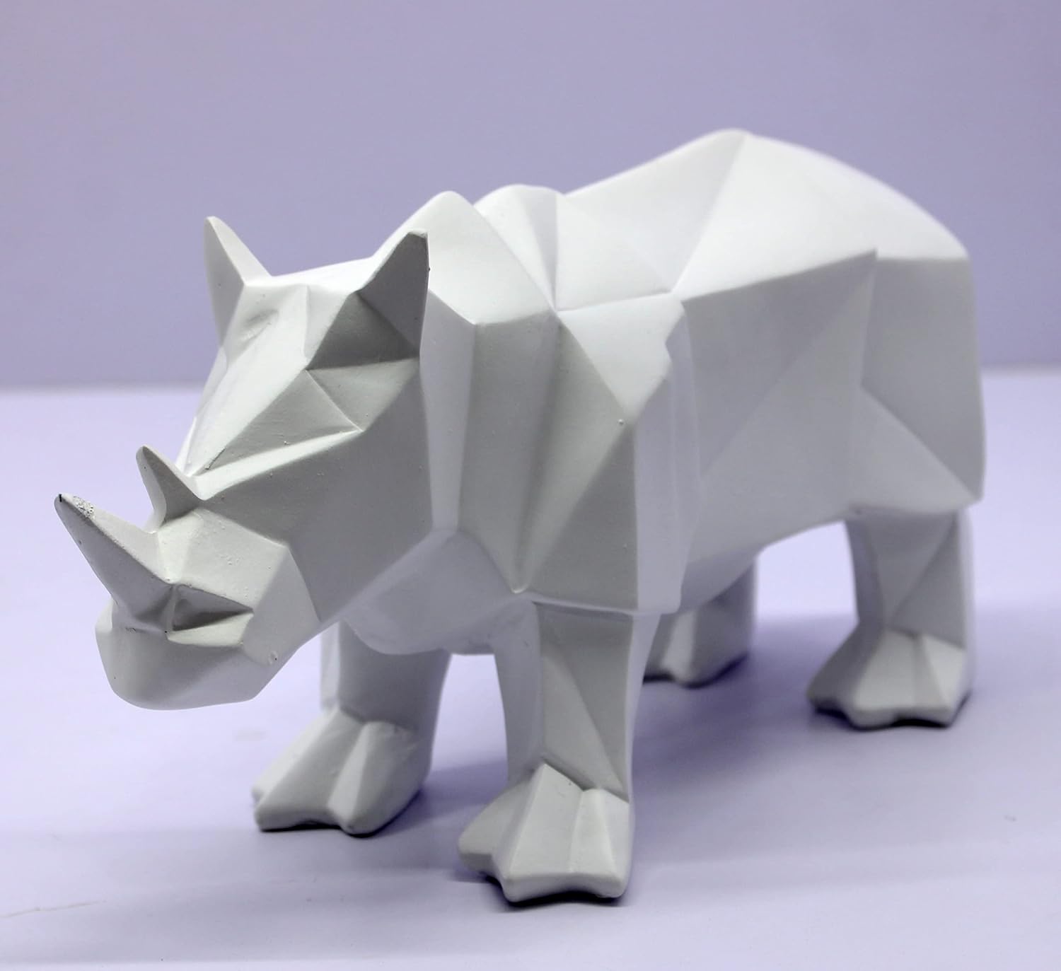 ESPLANADE Resin Rhino Rhinoceros Pair Sculpture Figurine Showpiece | Decorative Items - Home Decor | Black & White - 10" Inches Length