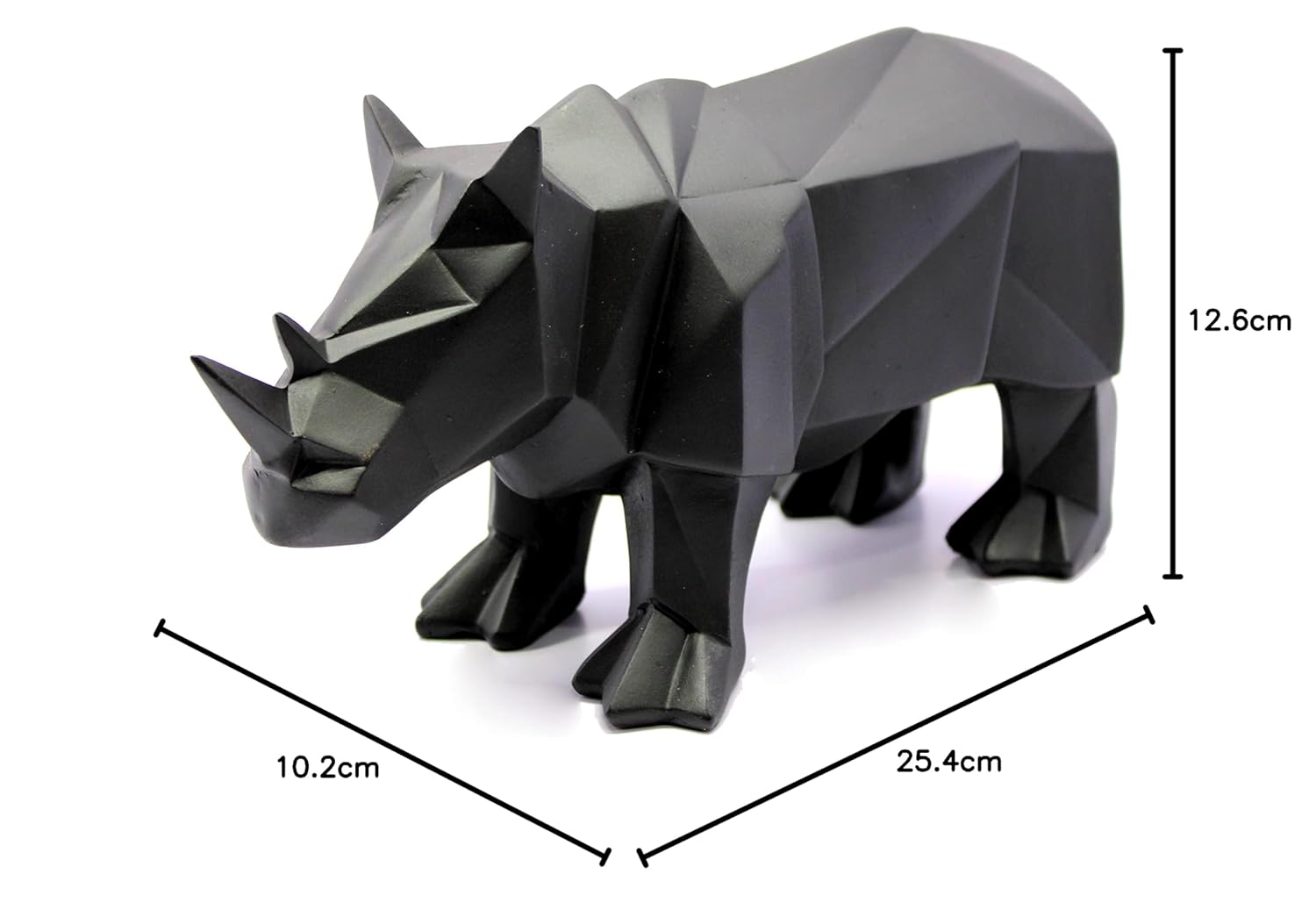 ESPLANADE Resin Rhino Rhinoceros Pair Sculpture Figurine Showpiece | Decorative Items - Home Decor | Black & White - 10" Inches Length