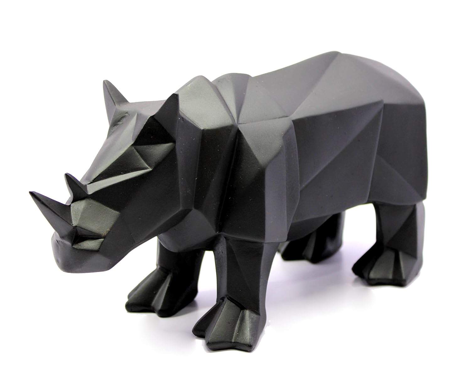 ESPLANADE Resin Rhino Rhinoceros Pair Sculpture Figurine Showpiece | Decorative Items - Home Decor | Black & White - 10" Inches Length