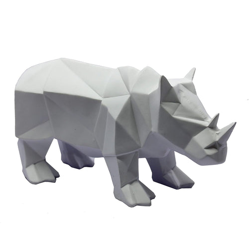 ESPLANADE Resin Rhinoceros Rhino Sculpture Figurine Showpiece | Decorative Items - Home Decor | White - 10