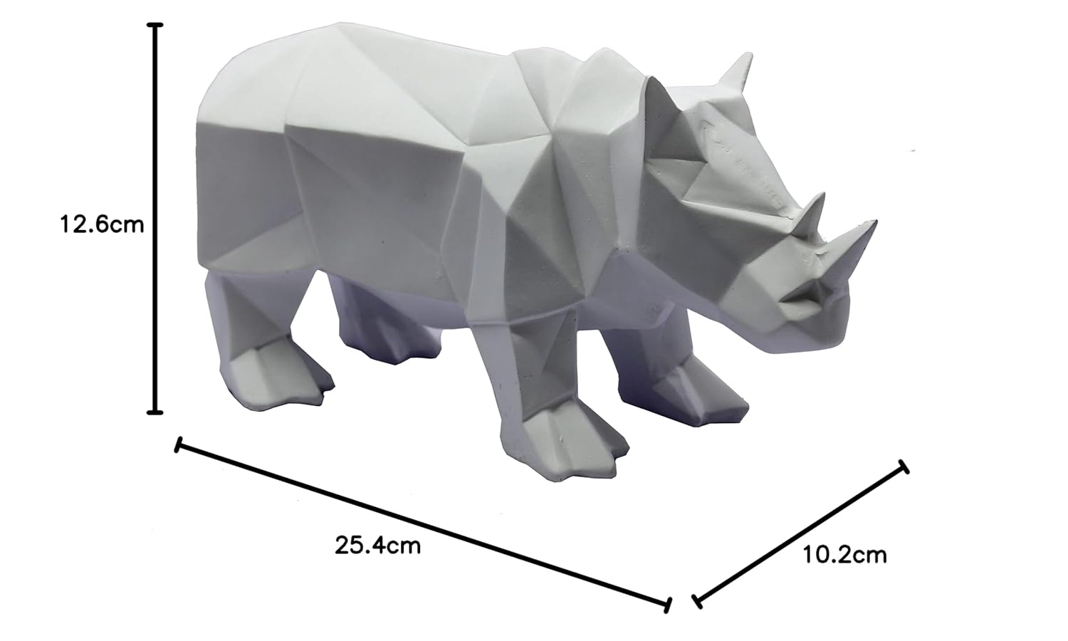 ESPLANADE Resin Rhinoceros Rhino Sculpture Figurine Showpiece | Decorative Items - Home Decor | White - 10" Inches Length