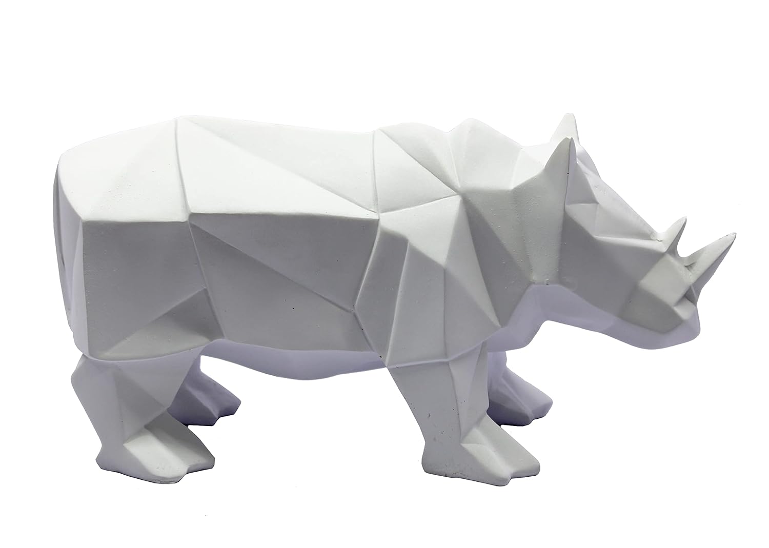 ESPLANADE Resin Rhinoceros Rhino Sculpture Figurine Showpiece | Decorative Items - Home Decor | White - 10" Inches Length