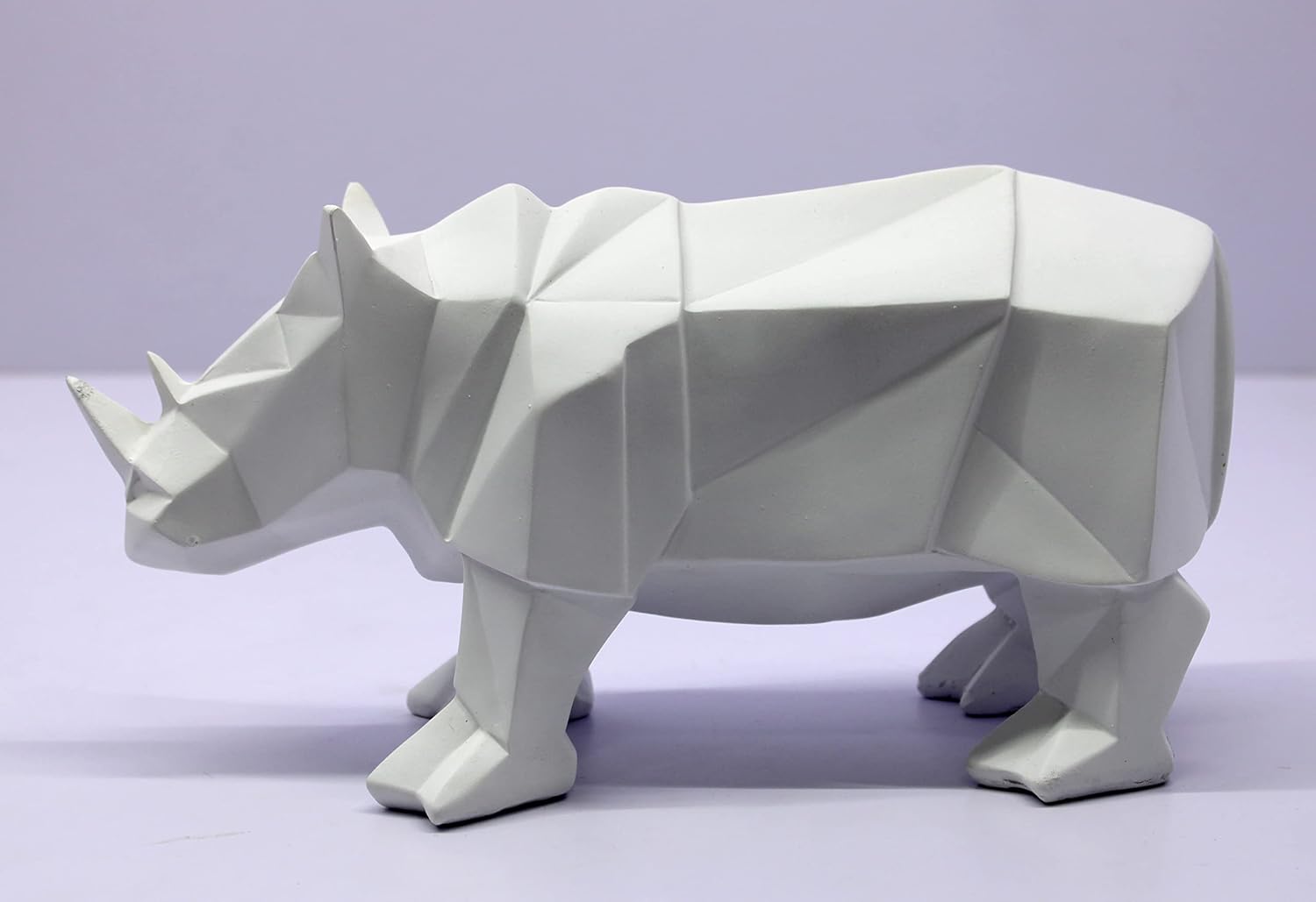 ESPLANADE Resin Rhinoceros Rhino Sculpture Figurine Showpiece | Decorative Items - Home Decor | White - 10" Inches Length