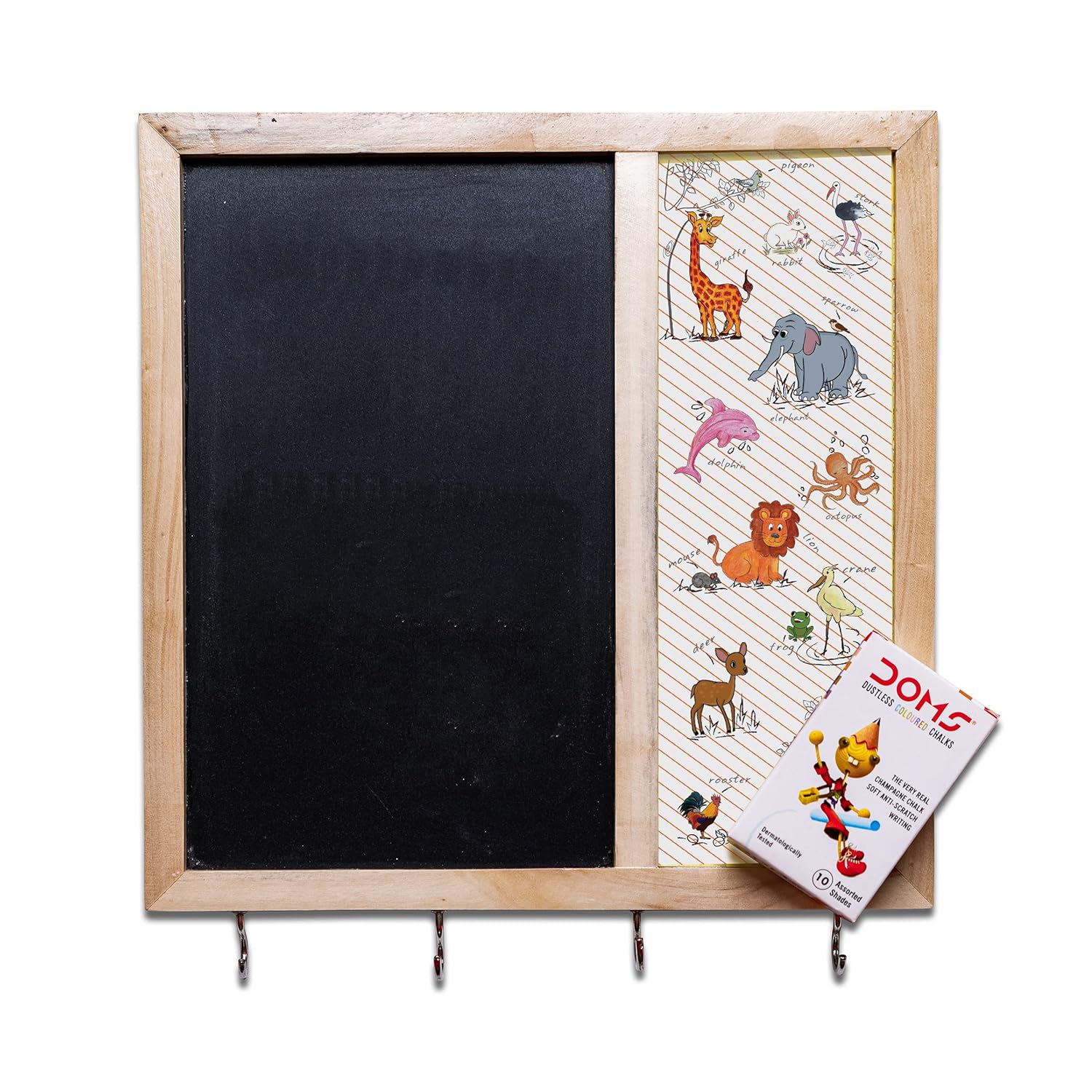 IVEI Metal Panel Black Board & Bulletin Board with Hooks for Fun Learning Kids Activity & Room Decor Notice Board, 11.5x10.5X.75 in - Wooden
