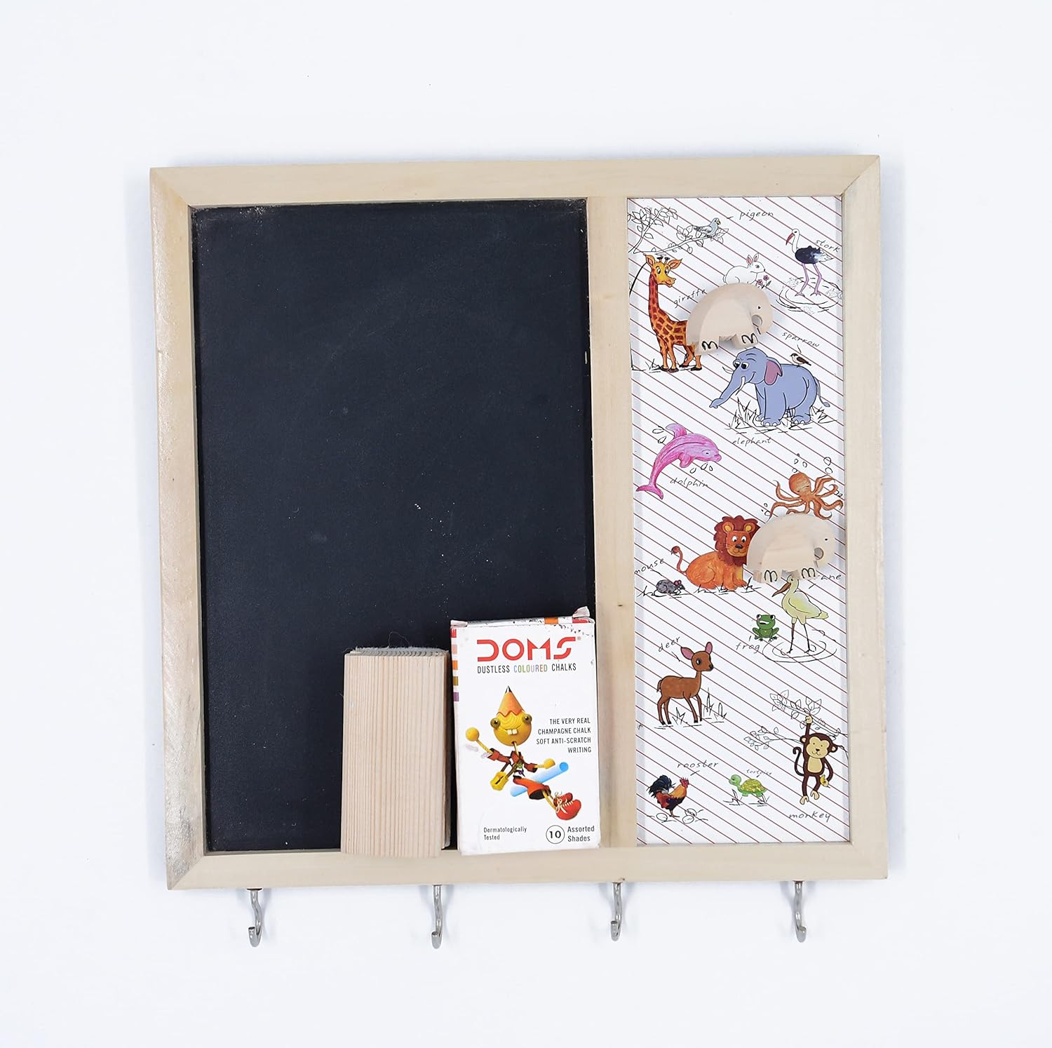 IVEI Metal Panel Black Board & Bulletin Board with Hooks for Fun Learning Kids Activity & Room Decor Notice Board, 11.5x10.5X.75 in - Wooden