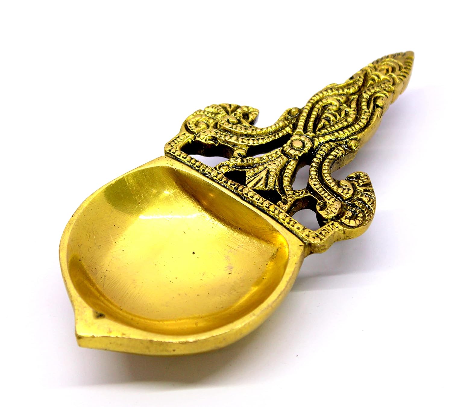 eSplanade - Brass Diya to burn Dhoop Kapoor | Oil Lamp | Deepam | Deepak | Kuthu Vilakku | Pooja Articles | 5.75" Inches Length