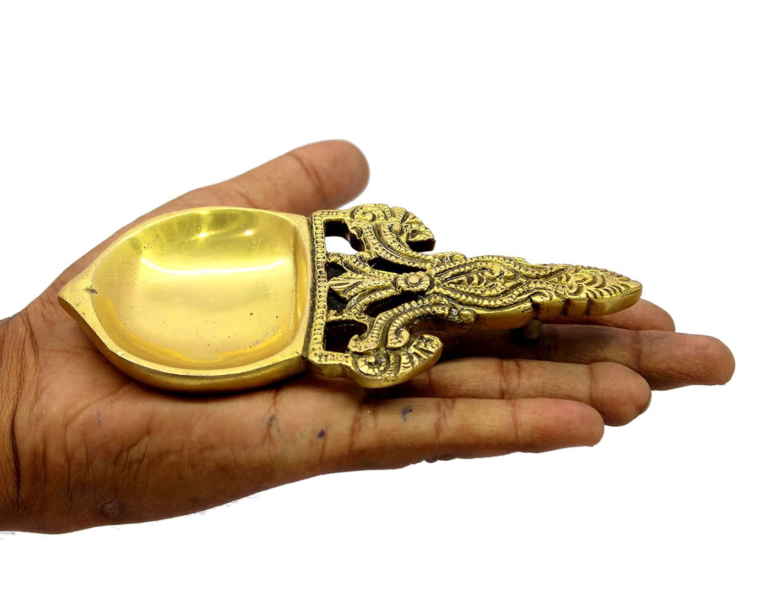 eSplanade - Brass Diya to burn Dhoop Kapoor | Oil Lamp | Deepam | Deepak | Kuthu Vilakku | Pooja Articles | 5.75" Inches Length