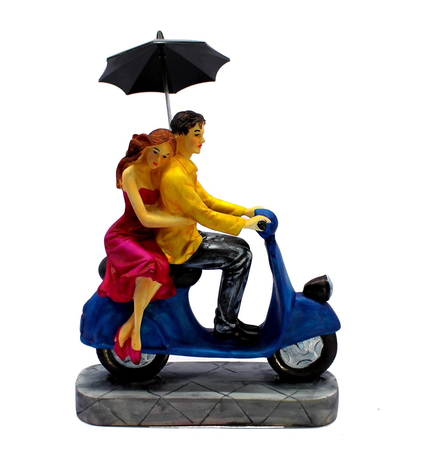 ESPLANADE Resin Scooter Love Couple Showpiece Statue Sculpture Figurine - Home Decor - 9" Inches - Multi
