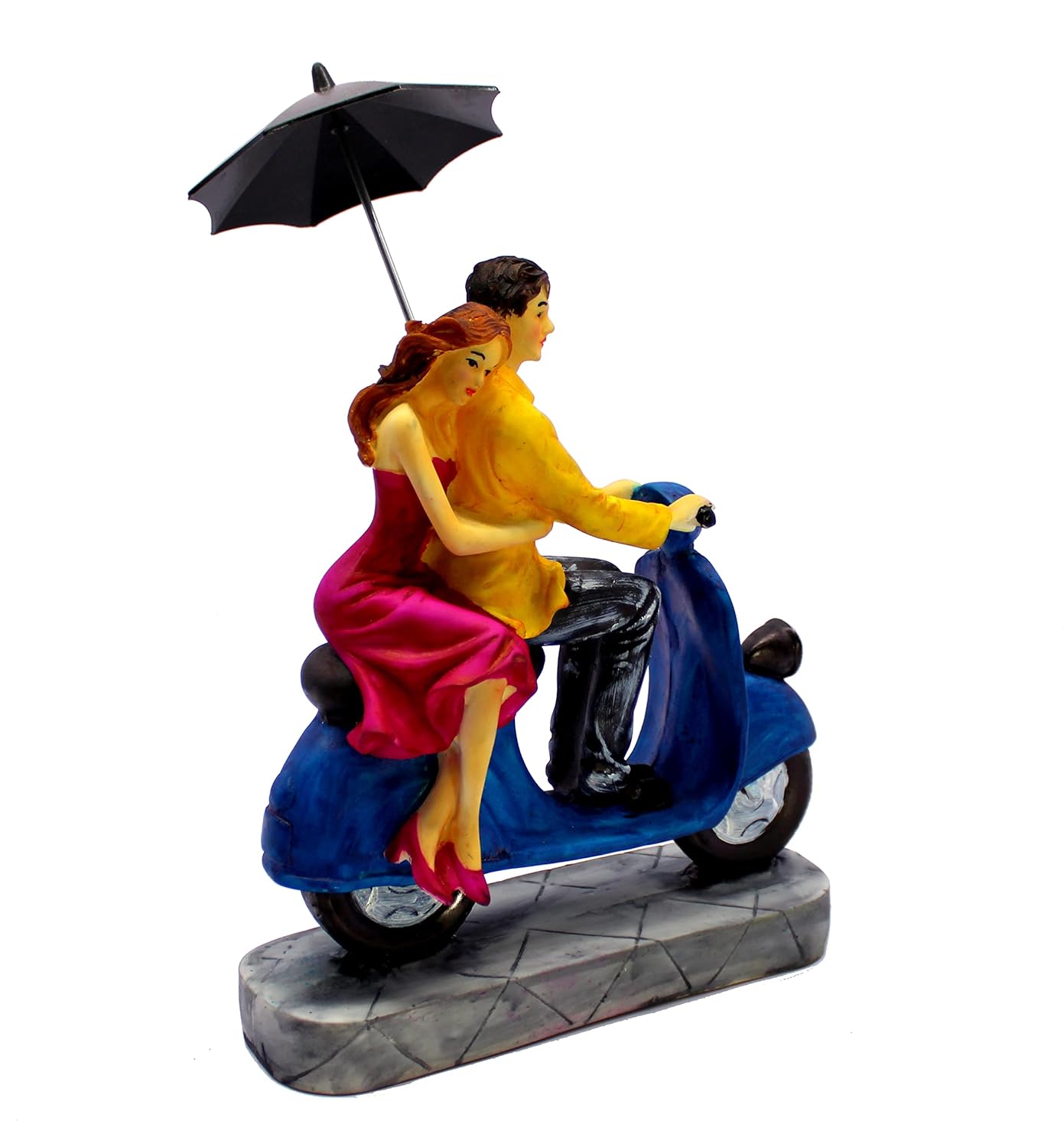 ESPLANADE Resin Scooter Love Couple Showpiece Statue Sculpture Figurine - Home Decor - 9" Inches - Multi