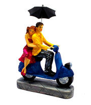 ESPLANADE Resin Scooter Love Couple Showpiece Statue Sculpture Figurine - Home Decor - 9" Inches - Multi