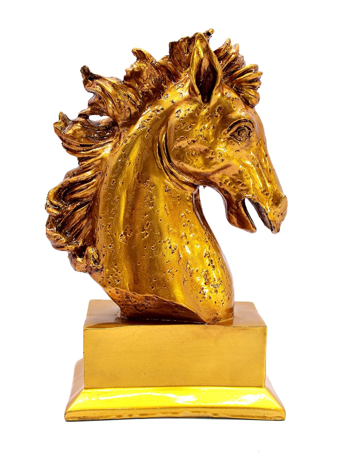 ESPLANADE Resin Horse Head Showpiece Figurine Sculpture | Decorative Items - Home Decor | Golden - 9.75" Inches
