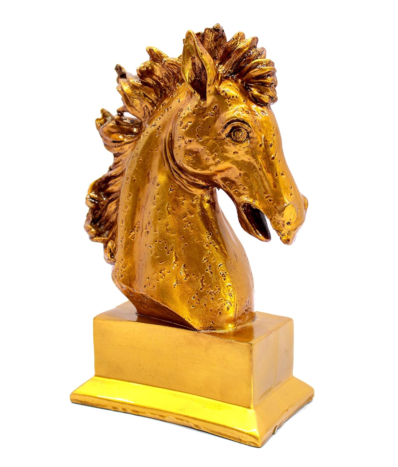 ESPLANADE Resin Horse Head Showpiece Figurine Sculpture | Decorative Items - Home Decor | Golden - 9.75" Inches