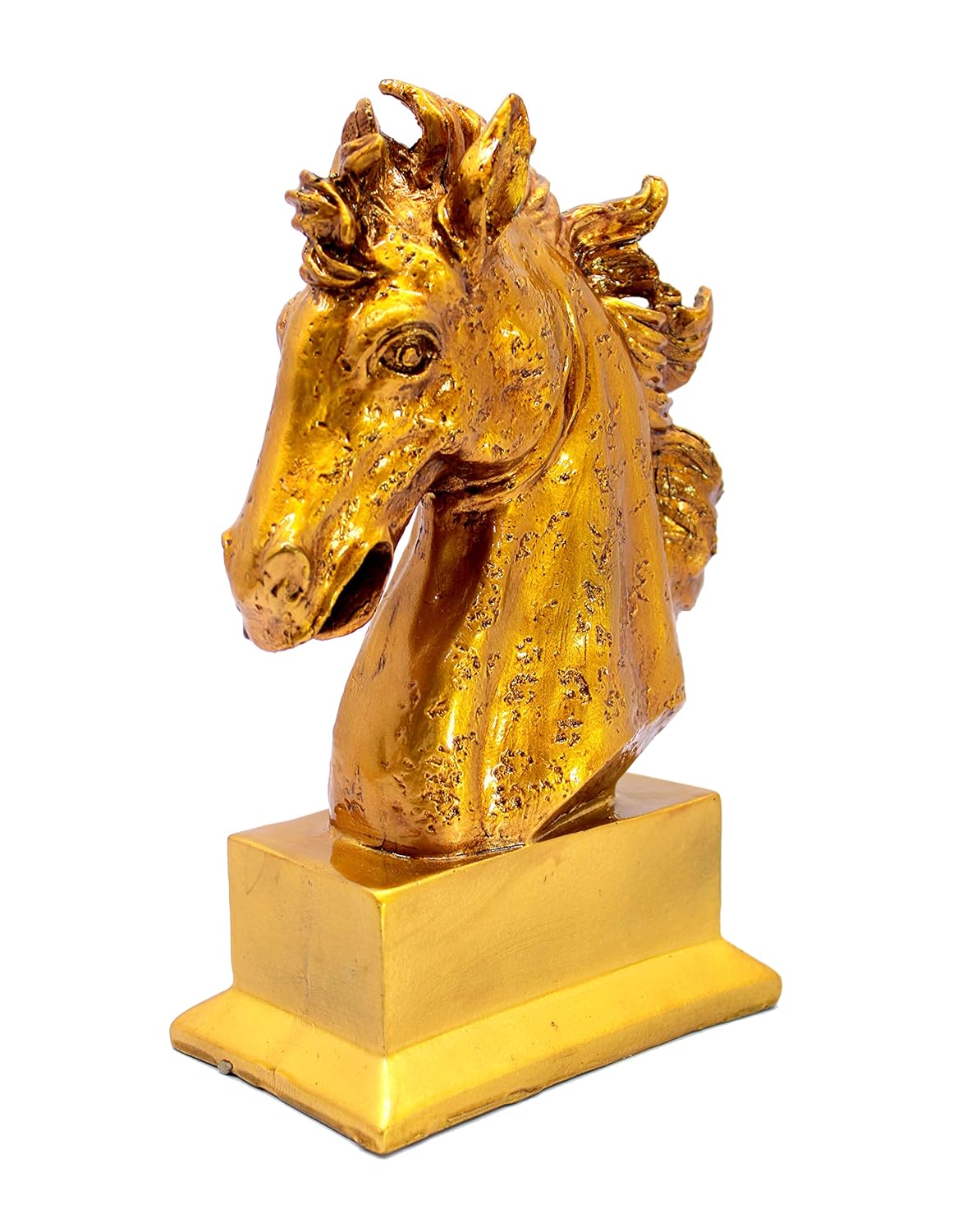 ESPLANADE Resin Horse Head Showpiece Figurine Sculpture | Decorative Items - Home Decor | Golden - 9.75" Inches