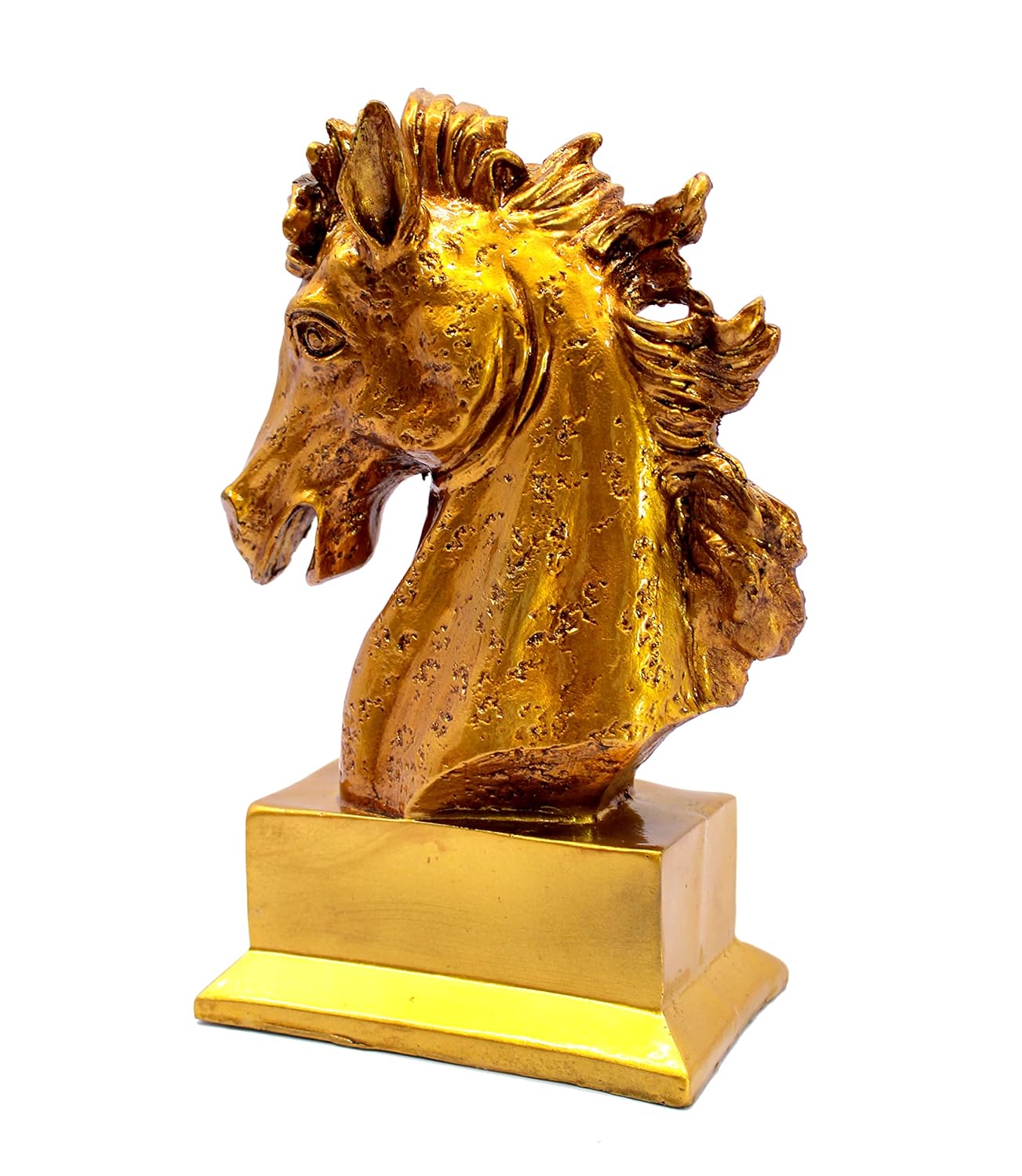 ESPLANADE Resin Horse Head Showpiece Figurine Sculpture | Decorative Items - Home Decor | Golden - 9.75" Inches