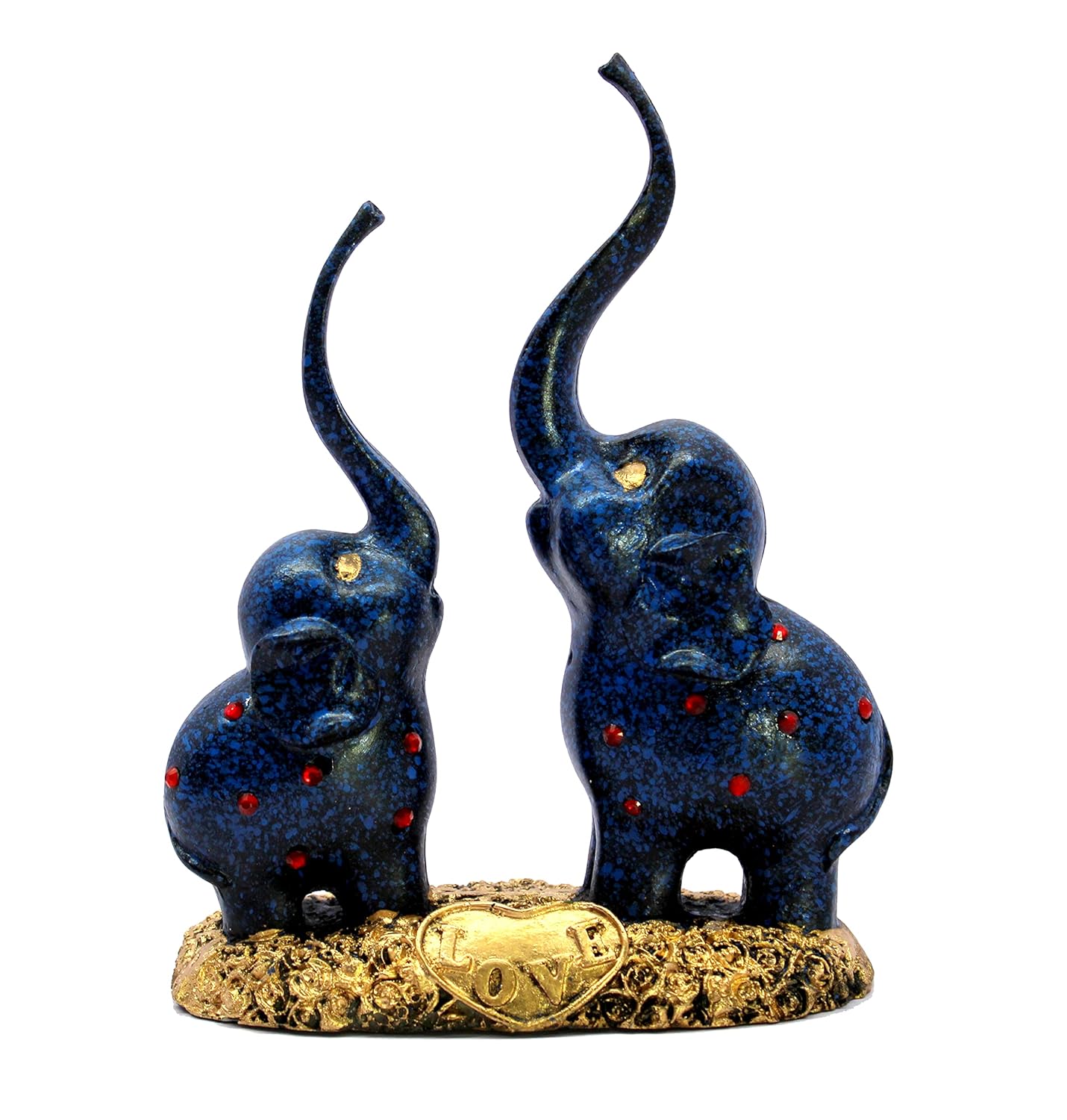 ESPLANADE Resin Elephants - Set of 2 - Sculpture Showpiece Figurines - Home Decor - Blue - 7.5" Inches