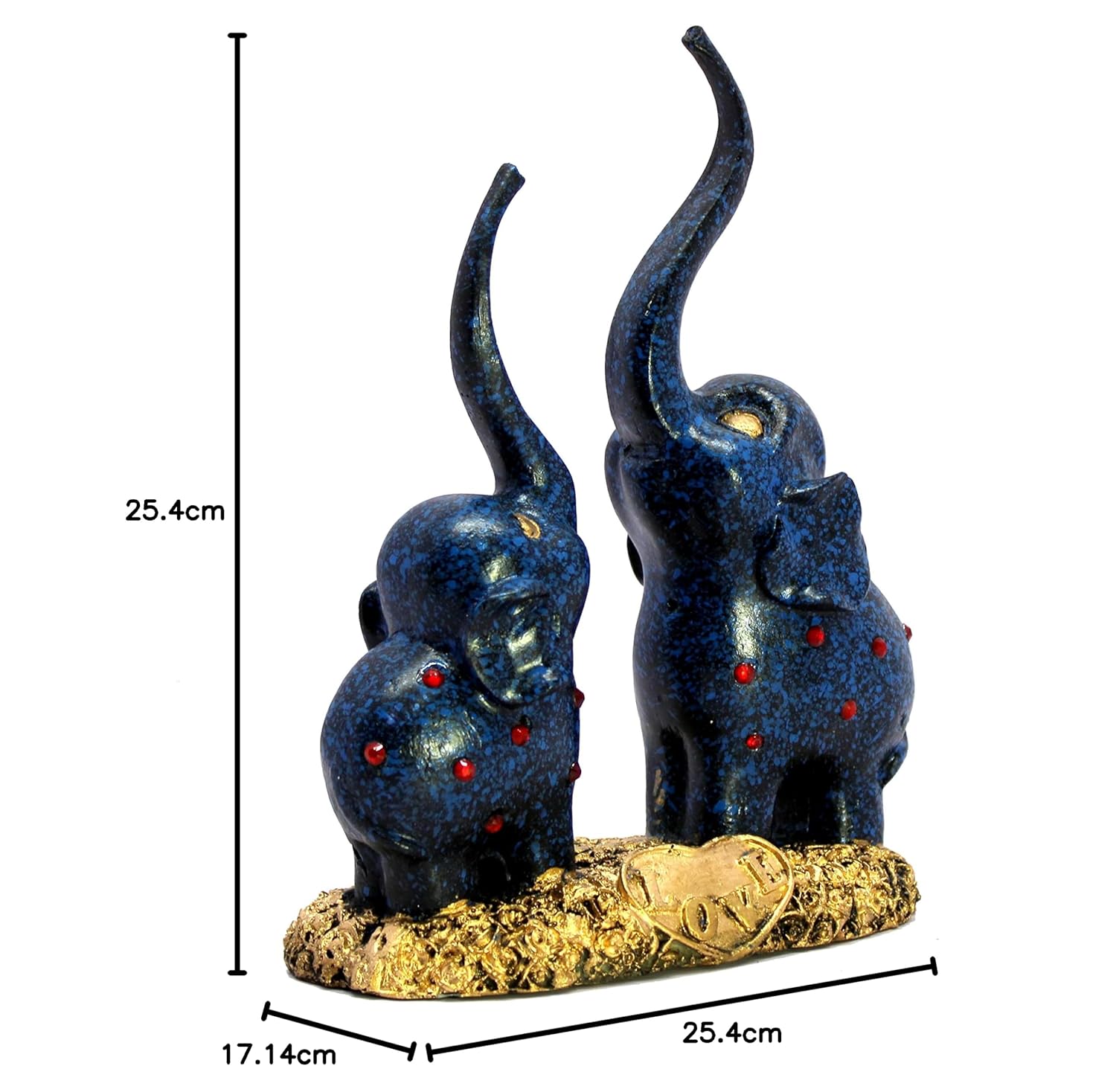ESPLANADE Resin Elephants - Set of 2 - Sculpture Showpiece Figurines - Home Decor - Blue - 7.5" Inches
