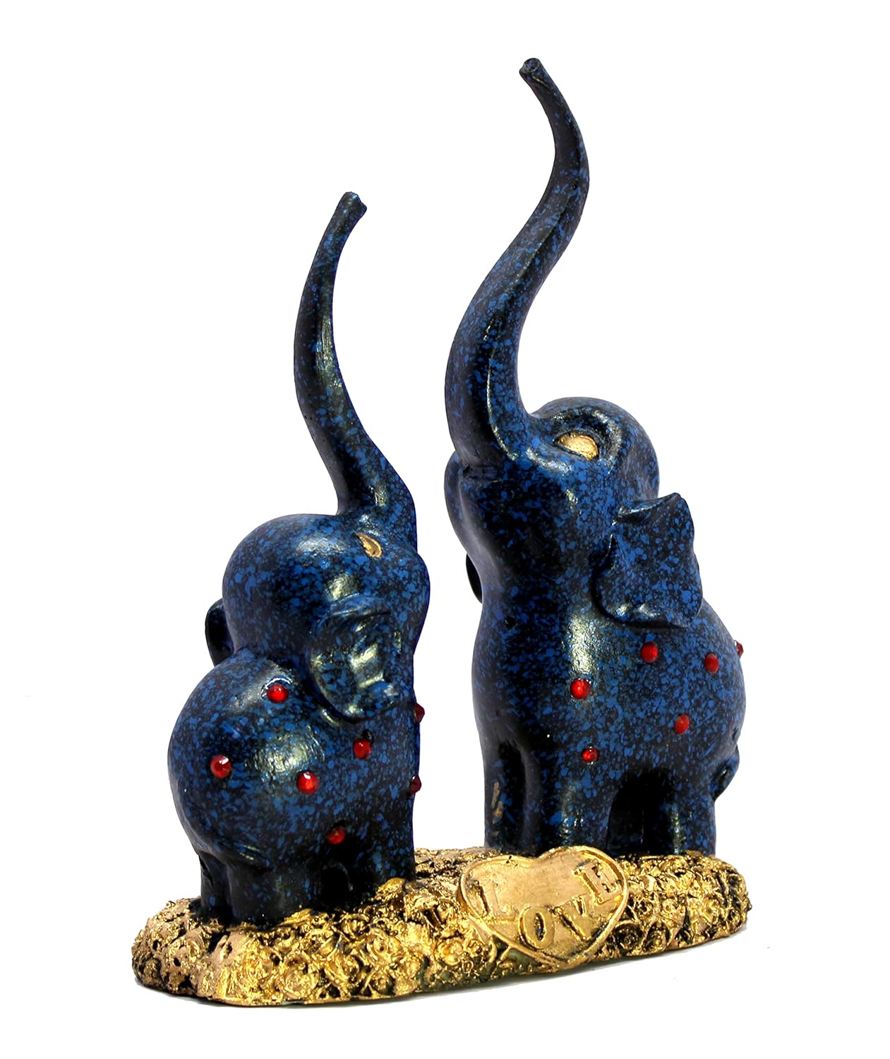 ESPLANADE Resin Elephants - Set of 2 - Sculpture Showpiece Figurines - Home Decor - Blue - 7.5" Inches