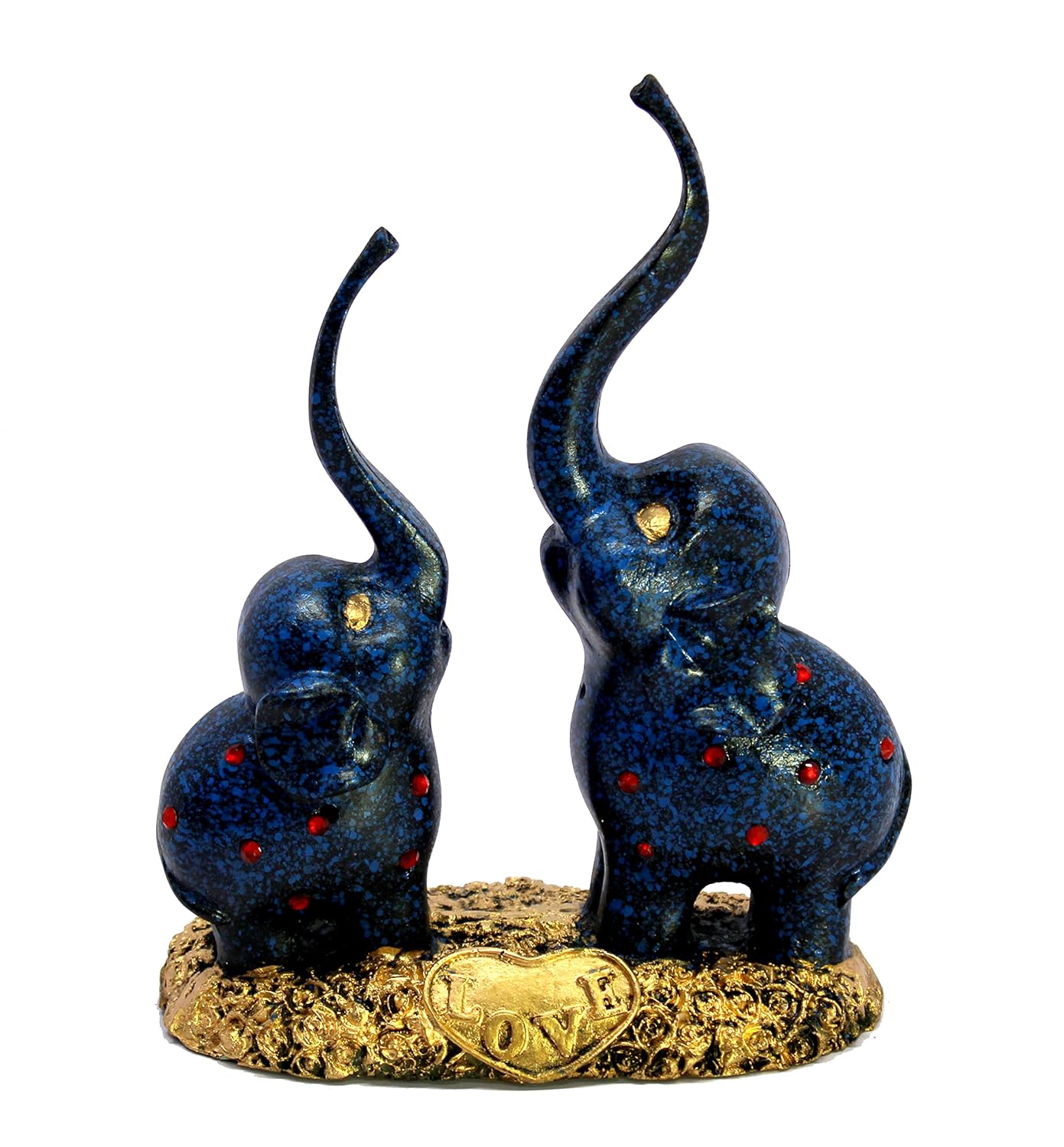 ESPLANADE Resin Elephants - Set of 2 - Sculpture Showpiece Figurines - Home Decor - Blue - 7.5" Inches