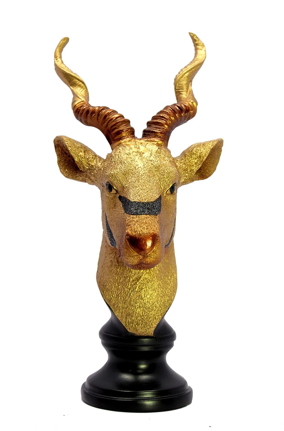 ESPLANADE Resin Deer and Antelope Pair Sculpture Figurine Showpiece - Set of 2 | Decorative Items - Home Decor | Golden-Black - 13" Inches