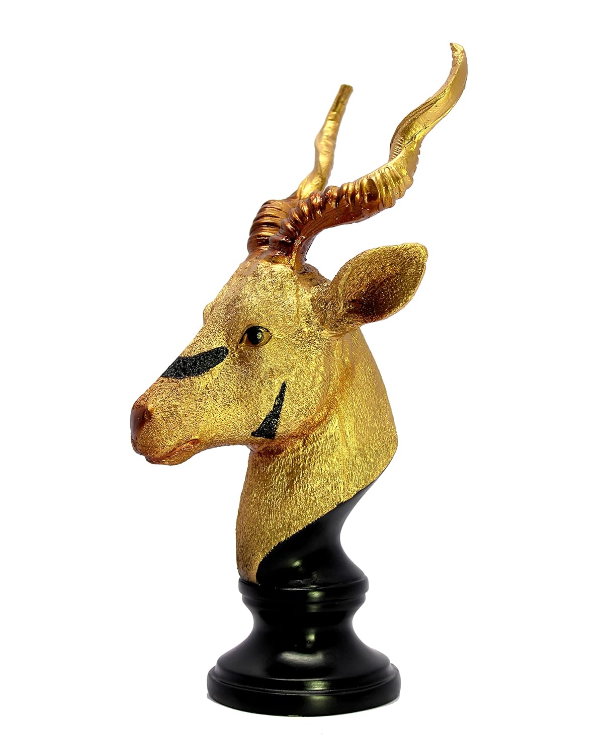 ESPLANADE Resin Deer and Antelope Pair Sculpture Figurine Showpiece - Set of 2 | Decorative Items - Home Decor | Golden-Black - 13" Inches