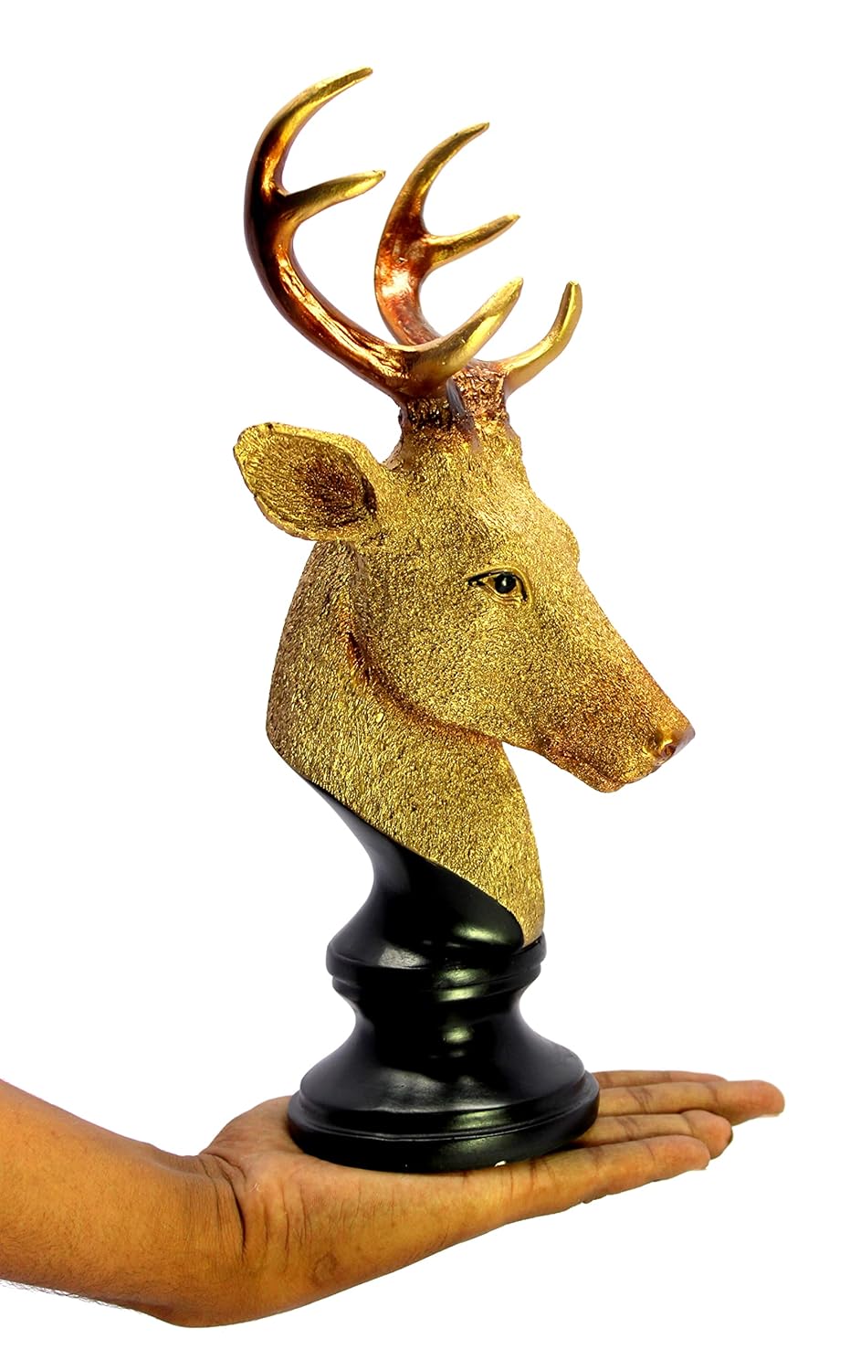 ESPLANADE Resin Deer and Antelope Pair Sculpture Figurine Showpiece - Set of 2 | Decorative Items - Home Decor | Golden-Black - 13" Inches