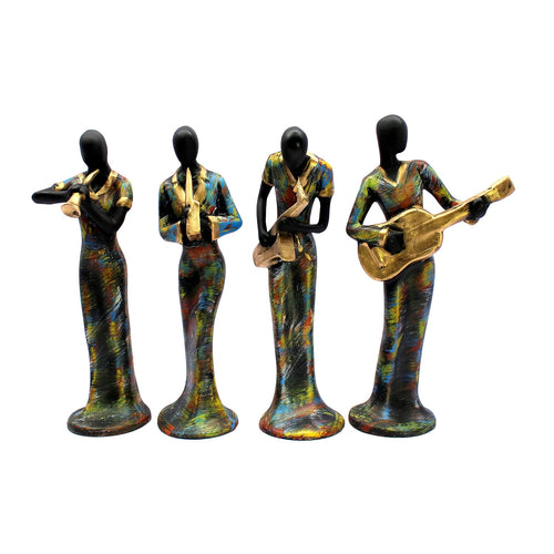 ESPLANADE 4 Musical Ladies Showpiece Statue Sculpture Figurine - Set of 4 | Home Decor | Resin - Multicolour - 13