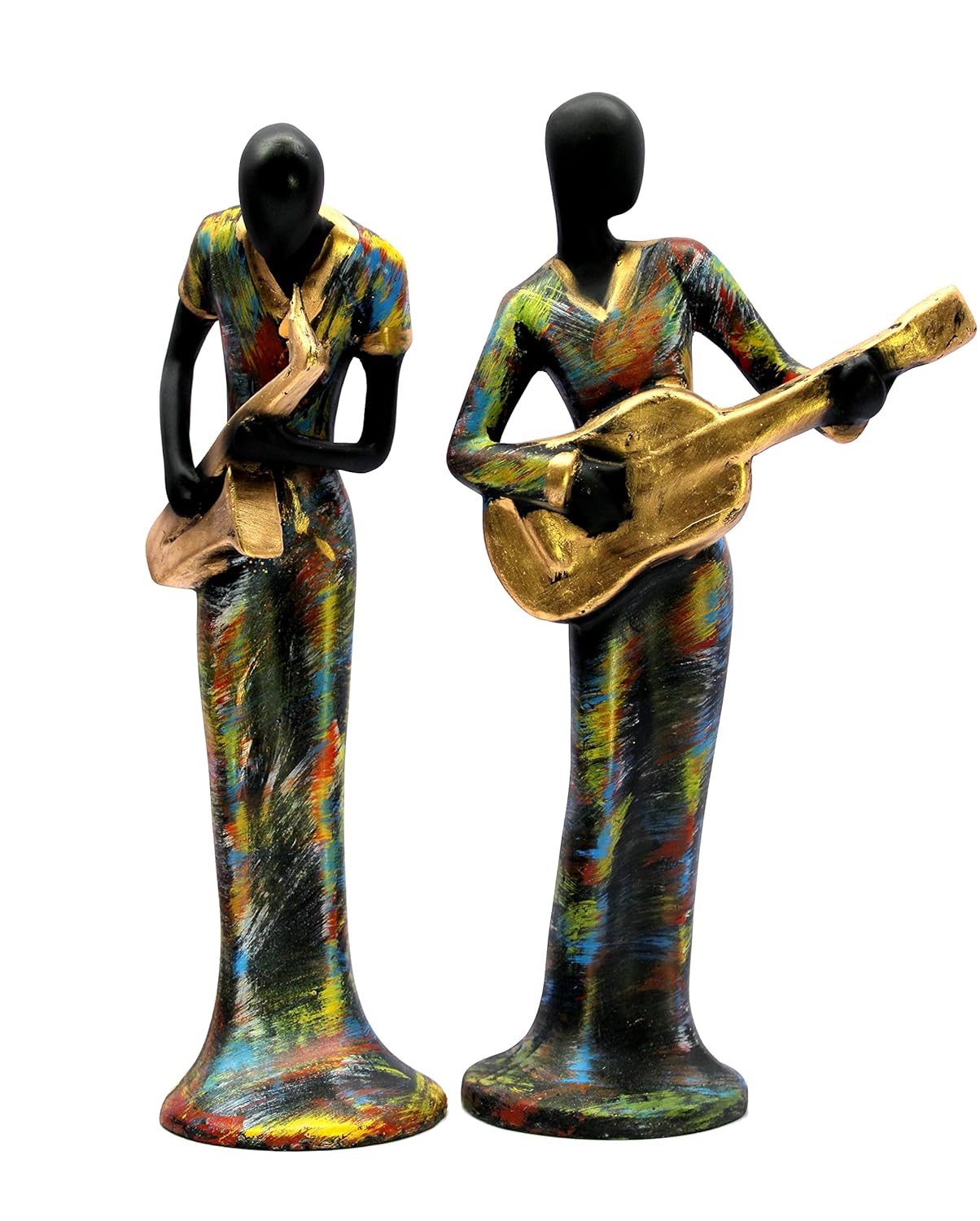 ESPLANADE 4 Musical Ladies Showpiece Statue Sculpture Figurine - Set of 4 | Home Decor | Resin - Multicolour - 13" Inches
