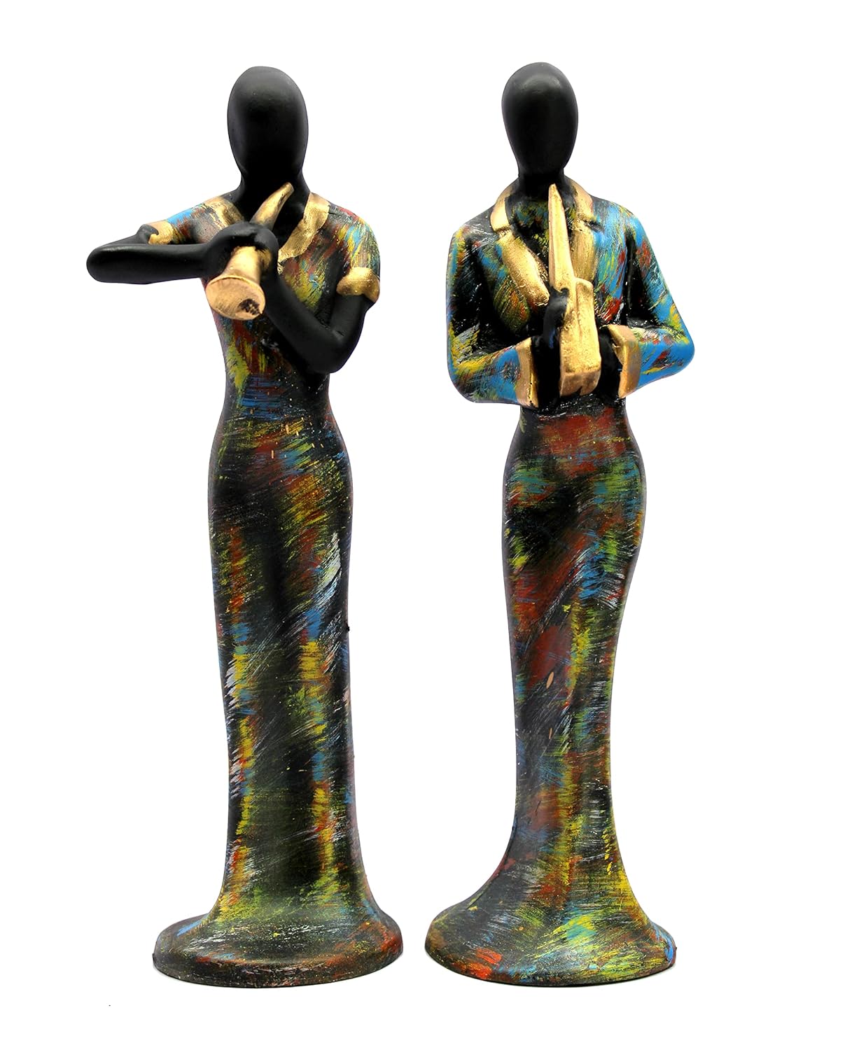 ESPLANADE 4 Musical Ladies Showpiece Statue Sculpture Figurine - Set of 4 | Home Decor | Resin - Multicolour - 13" Inches