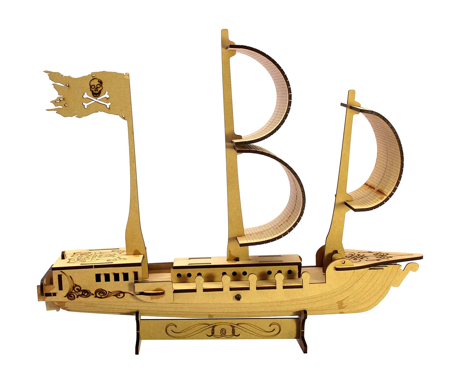 StonKraft 3D Wooden Puzzle Ship – DIY Construction Toy & Modeling Kit | 95-Piece MDF Pirate | Build Your Own Ship | Educational & Brain Teaser Puzzle for Kids & Adults