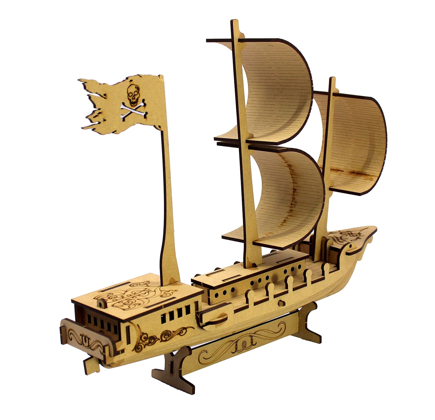 StonKraft 3D Wooden Puzzle Ship – DIY Construction Toy & Modeling Kit | 95-Piece MDF Pirate | Build Your Own Ship | Educational & Brain Teaser Puzzle for Kids & Adults