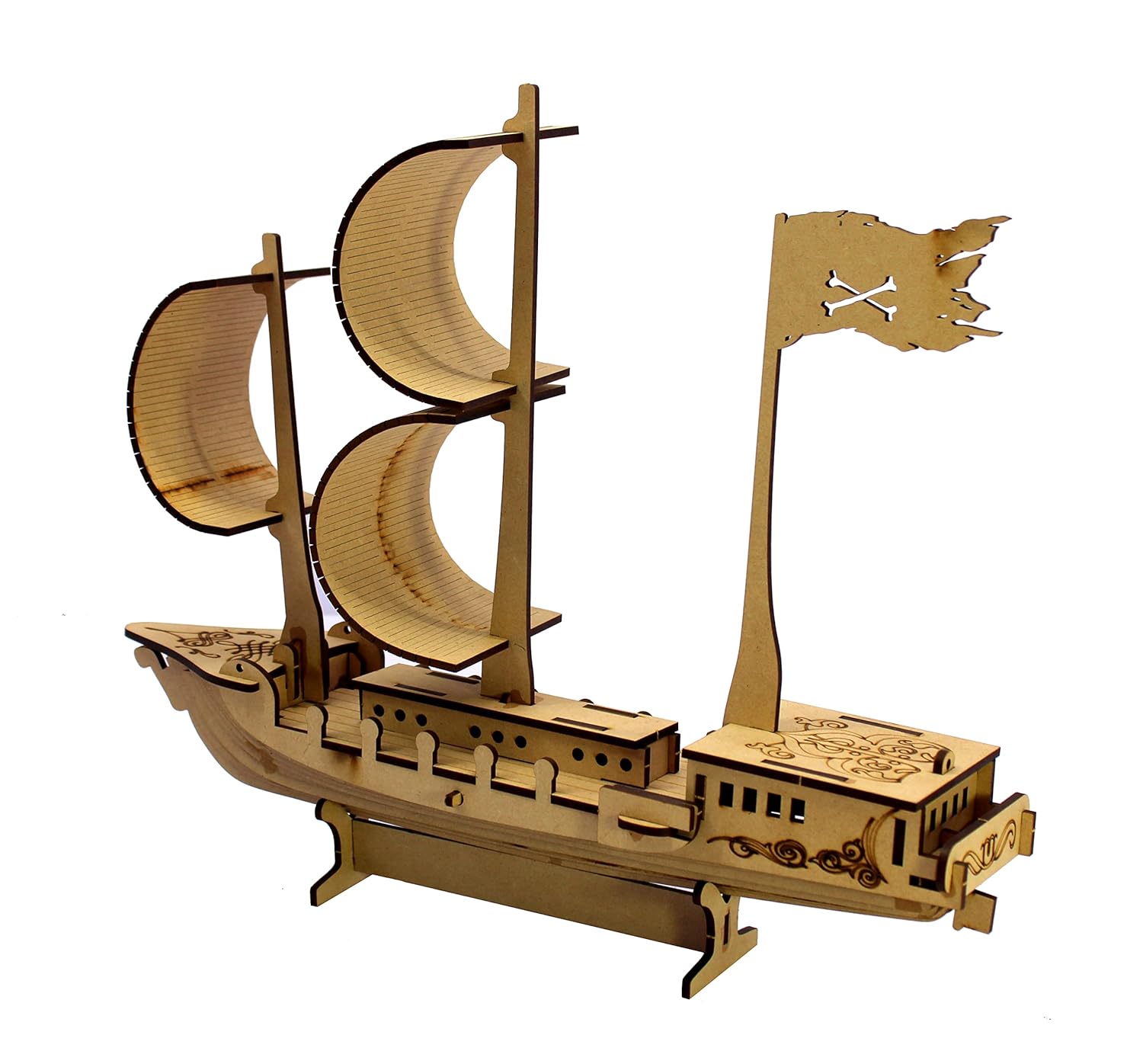 StonKraft 3D Wooden Puzzle Ship – DIY Construction Toy & Modeling Kit | 95-Piece MDF Pirate | Build Your Own Ship | Educational & Brain Teaser Puzzle for Kids & Adults