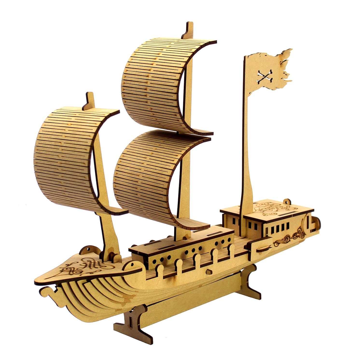 StonKraft 3D Wooden Puzzle Ship – DIY Construction Toy & Modeling Kit | 95-Piece MDF Pirate | Build Your Own Ship | Educational & Brain Teaser Puzzle for Kids & Adults