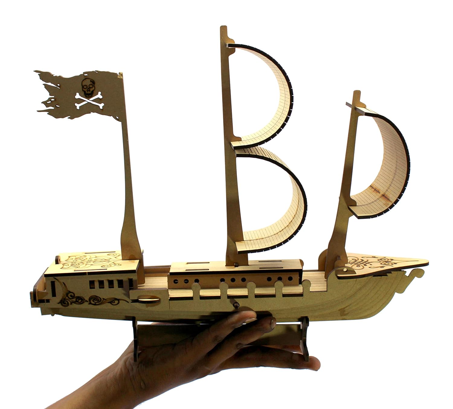 StonKraft 3D Wooden Puzzle Ship – DIY Construction Toy & Modeling Kit | 95-Piece MDF Pirate | Build Your Own Ship | Educational & Brain Teaser Puzzle for Kids & Adults