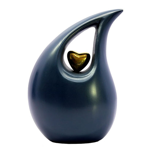 eSplanade Teardrop Cremation Urn Memorial Container Jar Pot | Cremation Urn with Golden Heart | Metal Urns | Burial Urns - Grey - 10