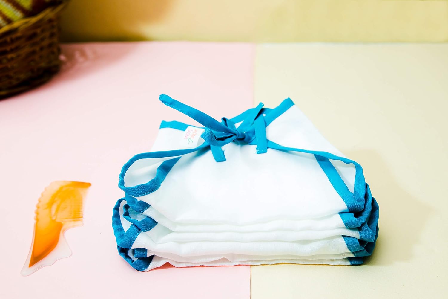 JnB Pure Cotton Soft Dhoti Nappy - for Newborn Babies (0-3months) -Set of 6 (Blue) | Ideal for Sensitive Skin | for Baby's Diaper Free Time