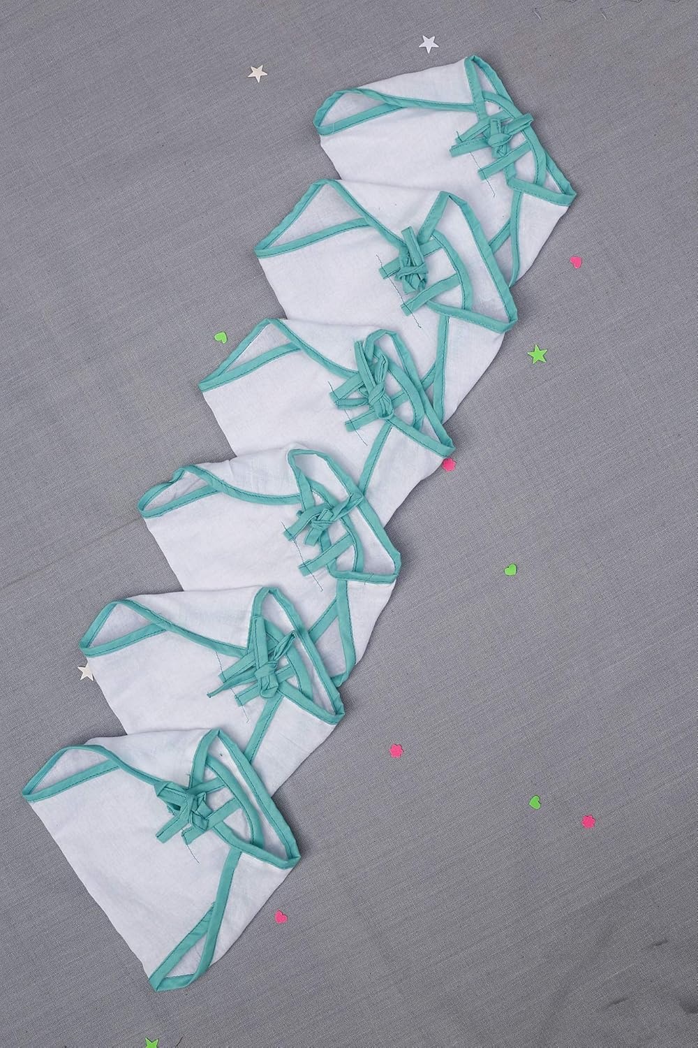 JnB Pure Cotton Soft Dhoti Nappy - for Newborn Babies (0-3months) -Set of 6 (Blue) | Ideal for Sensitive Skin | for Baby's Diaper Free Time