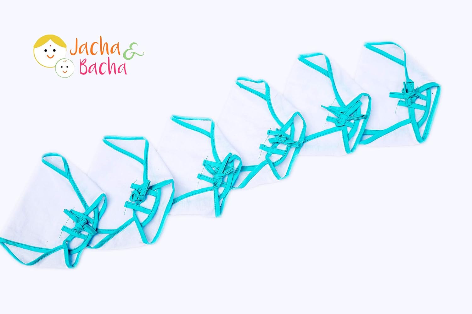 JnB Pure Cotton Soft Dhoti Nappy - for Newborn Babies (0-3months) -Set of 6 (Blue) | Ideal for Sensitive Skin | for Baby's Diaper Free Time