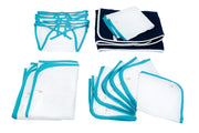 JnB Jacha & Bacha Jumbo Gift Set for Newborns - Set of 6 Nappies, 6 Napkins, 2 Towels, 2 Burp Cloth, 1 Liner - Pure Soft Dhoti Cotton (Blue)