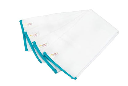 JnB Jacha & Bacha Pure Soft Cotton Dhoti Burp Cloth for Babies - Set of 4 (Blue)