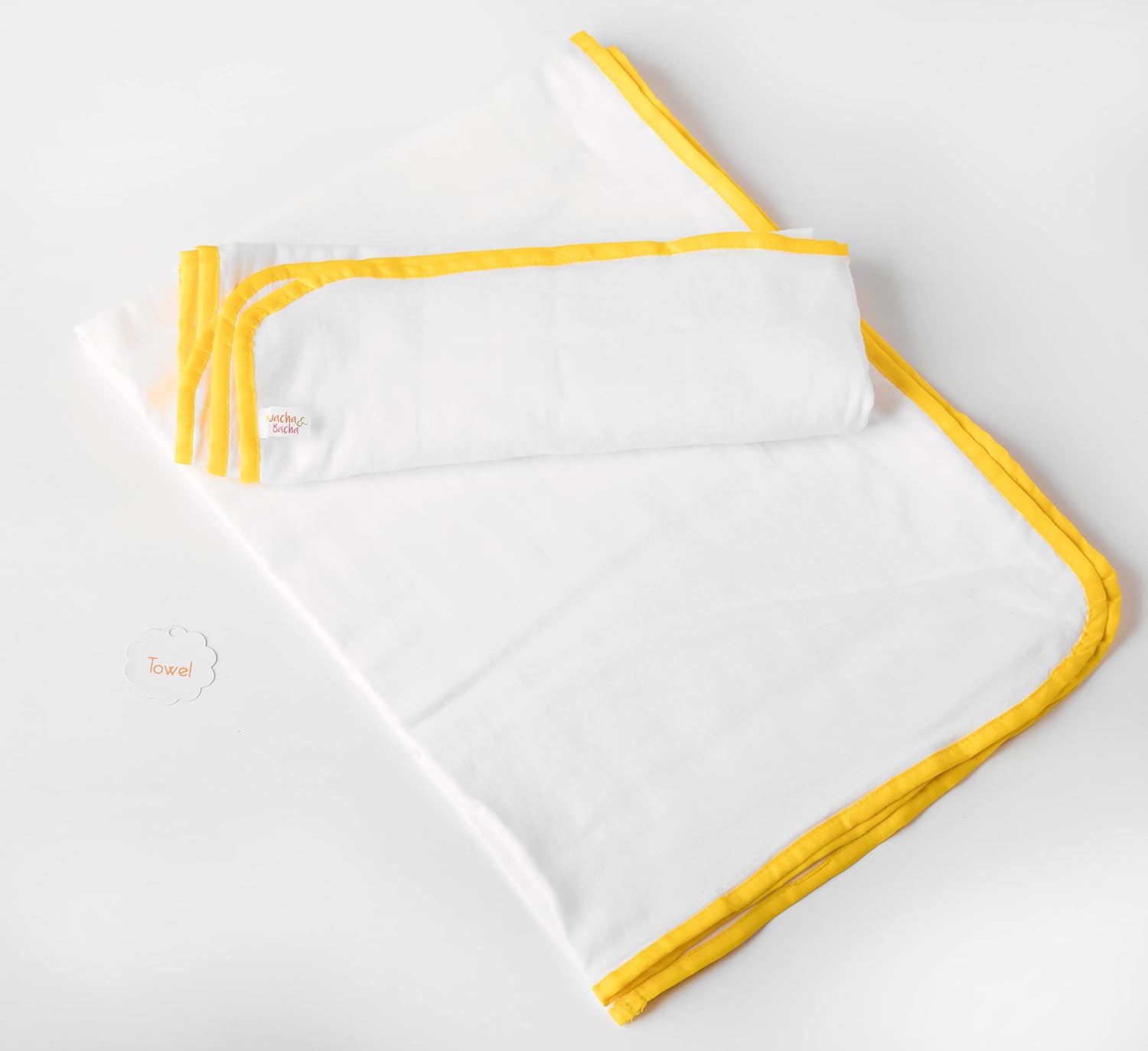 JnB Jacha & Bacha Pure Soft Cotton Dhoti Burp Cloth for Babies - Set of 4 (Yellow)