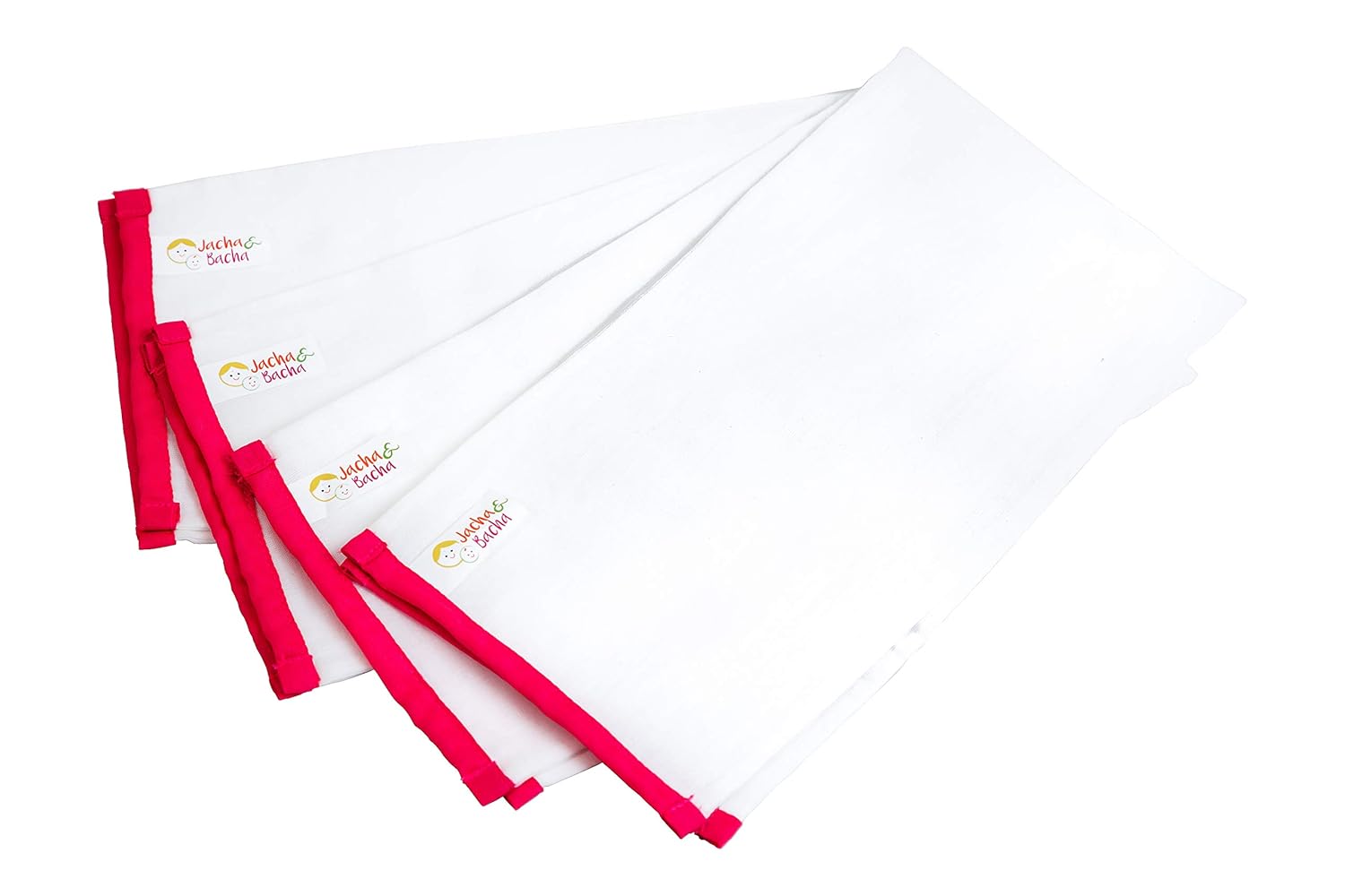 JnB Jacha & Bacha Pure Soft Cotton Dhoti Burp Cloth for Babies - Set of 4 (Pink)