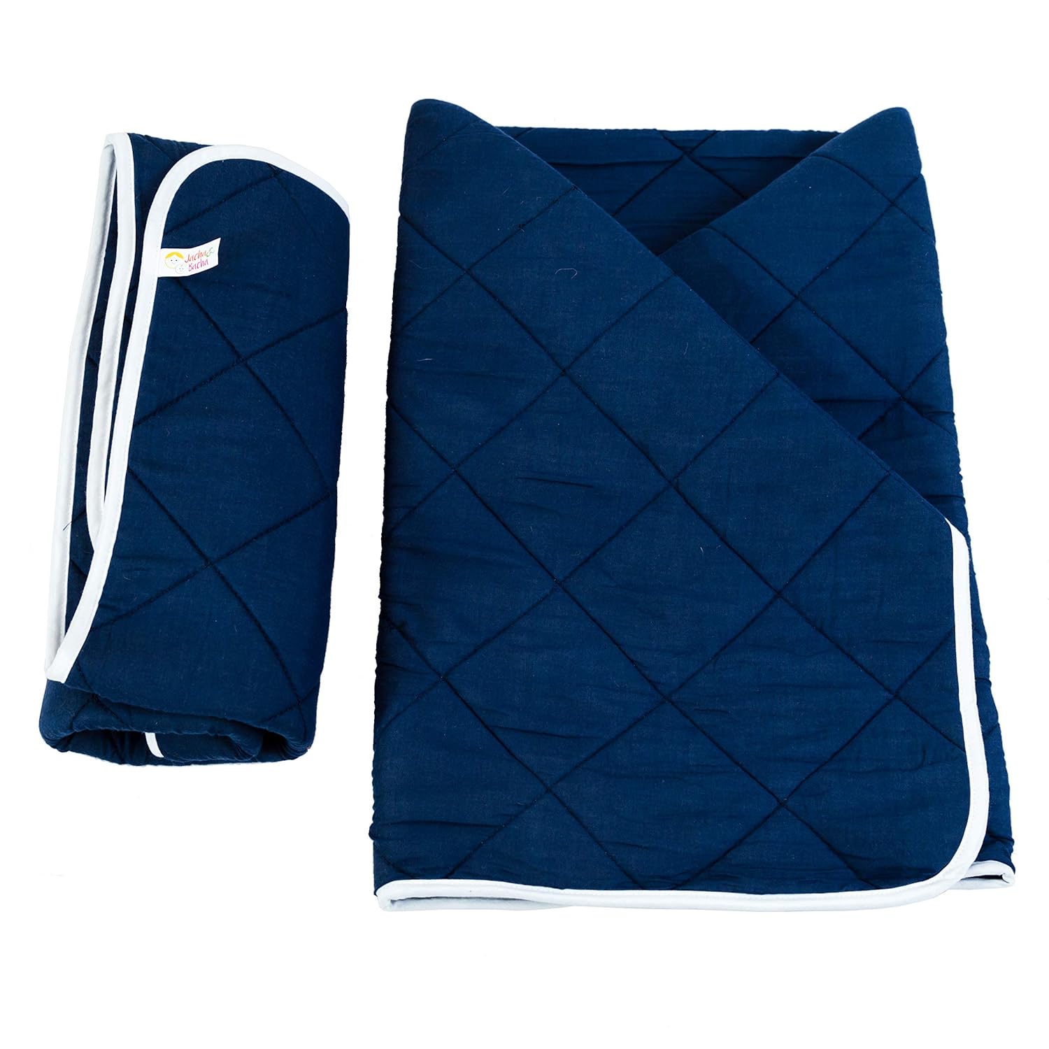 JnB Jacha & Bacha Multi-Purpose Cushioned Protective Mat for Baby - Set of 2 (Navy Blue) | for That Extra Cushioning|