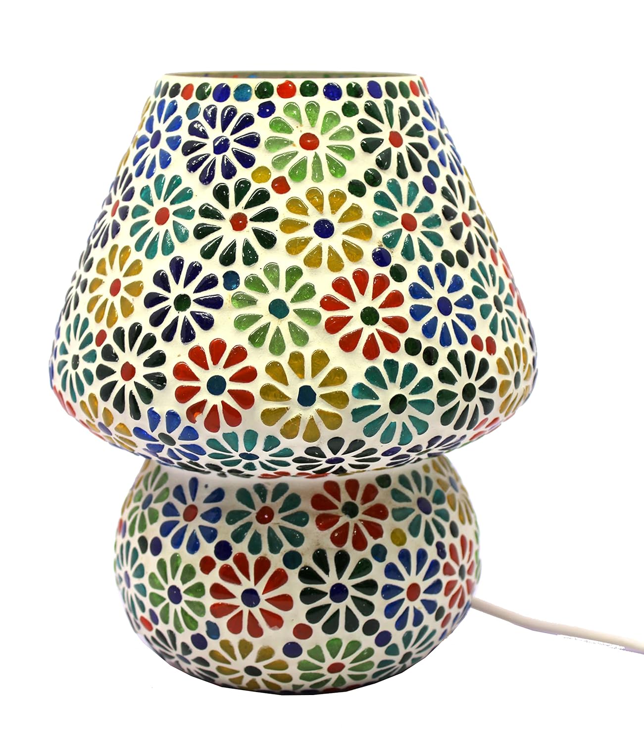 ESPLANADE Glass Decorative Table Lamp | Bedside Lamp | Reading Light | Christmas Lights | Home Decor - Multicolour - 9.75" Inches (Height)