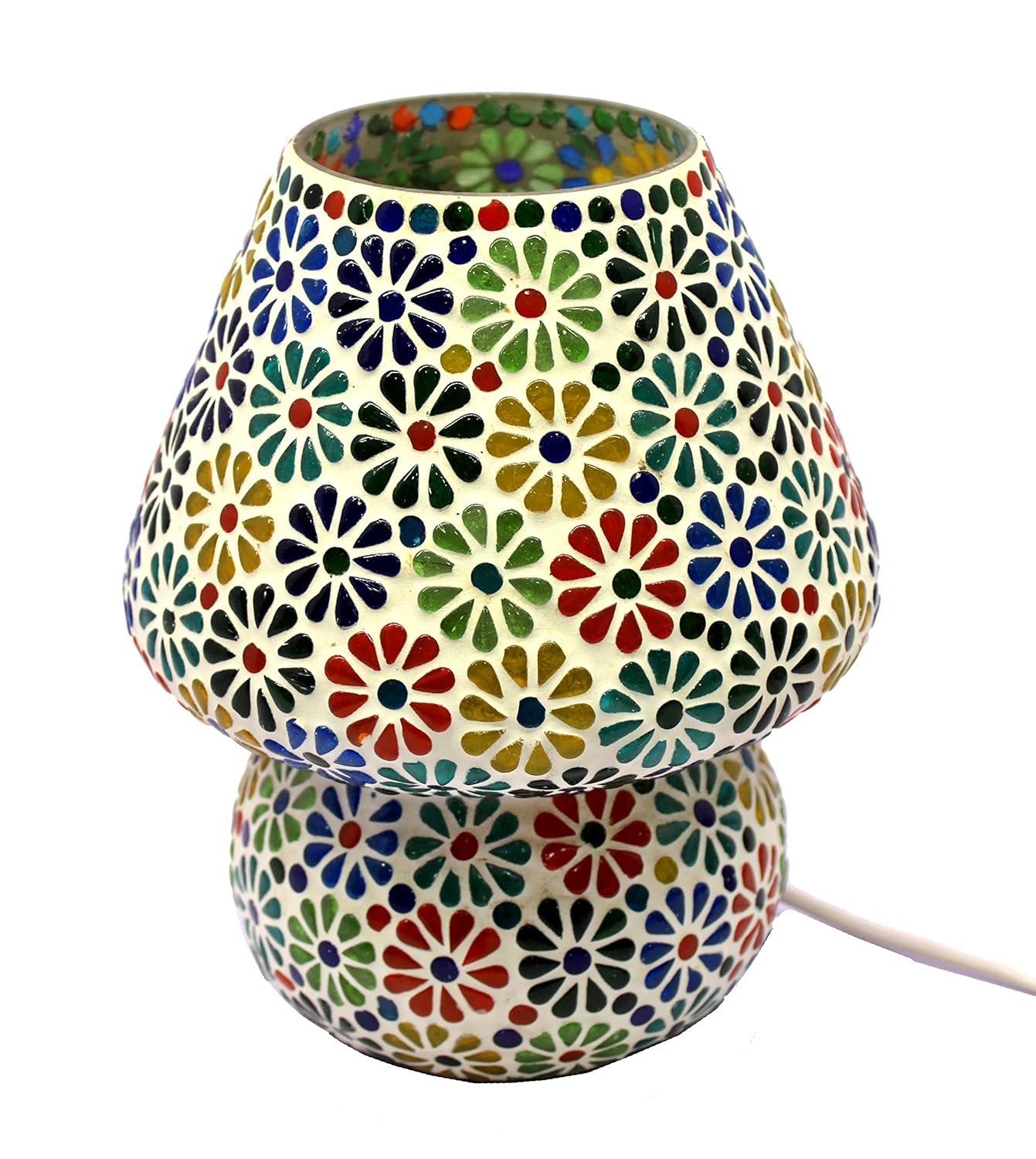 ESPLANADE Glass Decorative Table Lamp | Bedside Lamp | Reading Light | Christmas Lights | Home Decor - Multicolour - 9.75" Inches (Height)