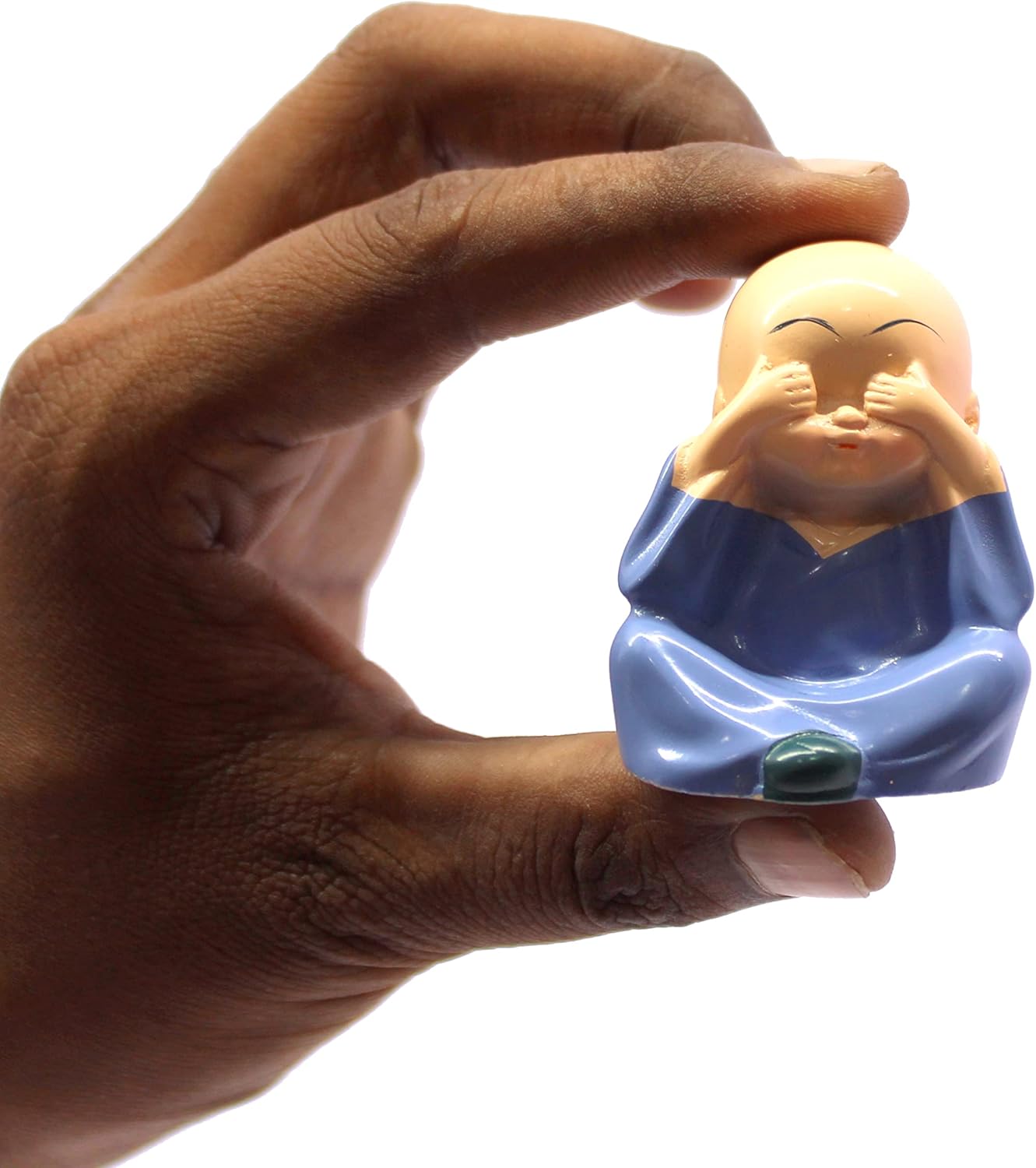 eSplanade Resin Smiling Happy Baby Buddha Monk Statues - Set of 4 | Feng Shui Monk Figurine Showpieces | Home Dðcor - Car Dashboard | Multicolour - 2" Inches (Small)